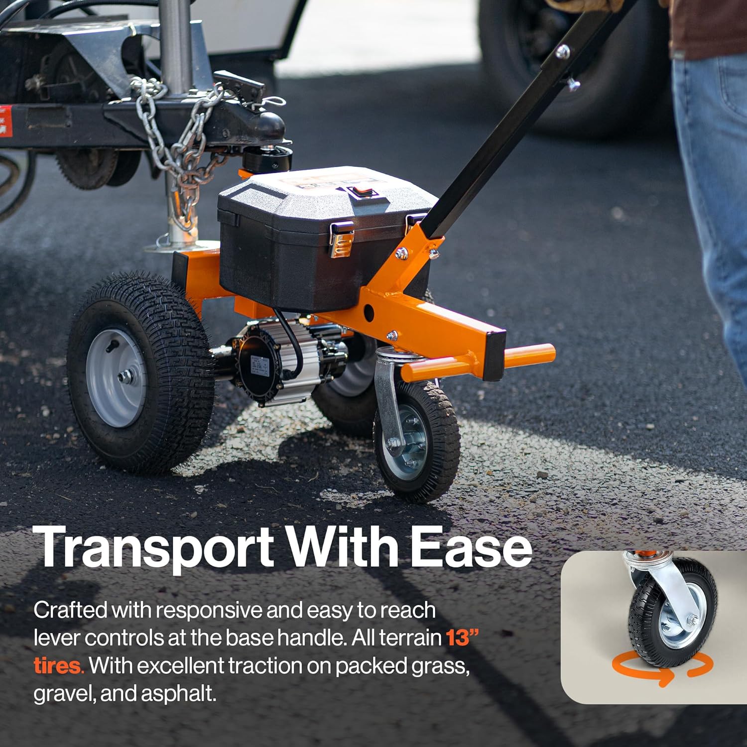 SuperHandy 2800 lbs Electric Trailer Dolly 24V Motor, Adjustable Ball Mount, Heavy-Duty Hauling (New Frame)