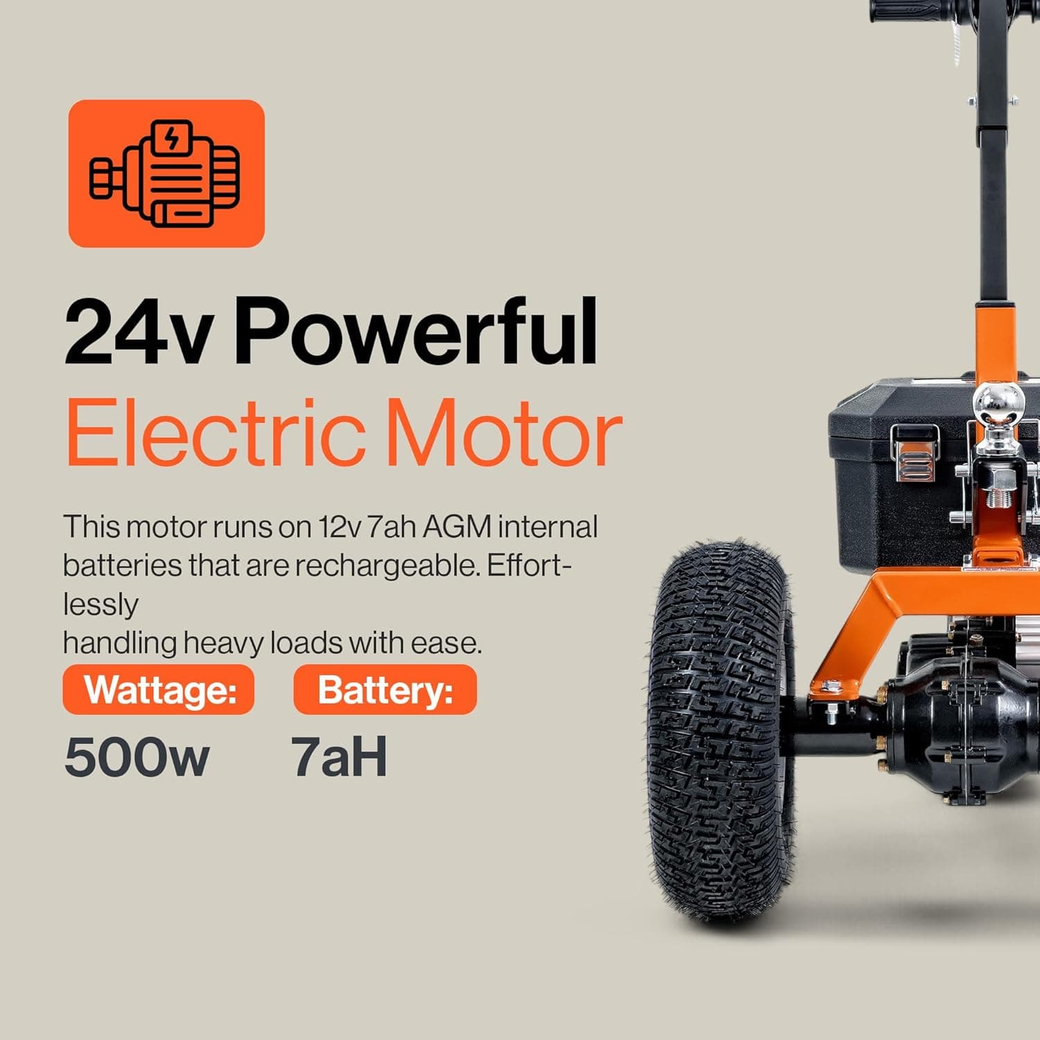 SuperHandy 2800 lbs Electric Trailer Dolly 24V Motor, Adjustable Ball Mount, Heavy-Duty Hauling (New Frame)