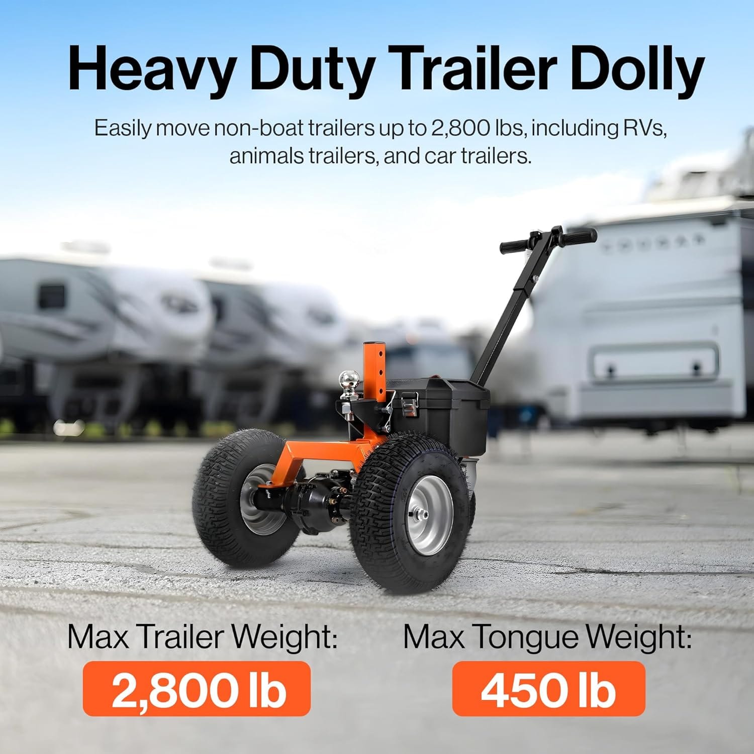 SuperHandy 2800 lbs Electric Trailer Dolly 24V Motor, Adjustable Ball Mount, Heavy-Duty Hauling (New Frame)