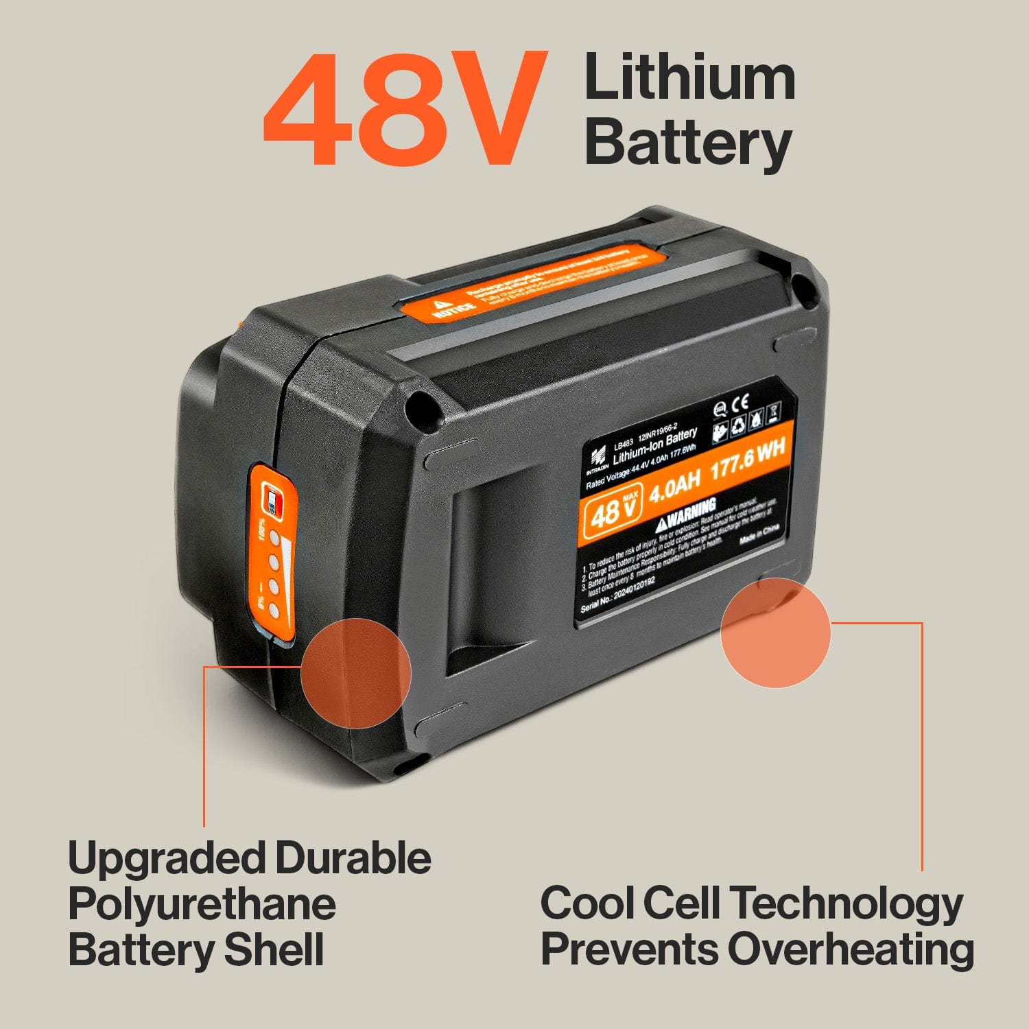 SuperHandy 48V 4Ah Lithium Ion Battery - For 48V Battery Systems