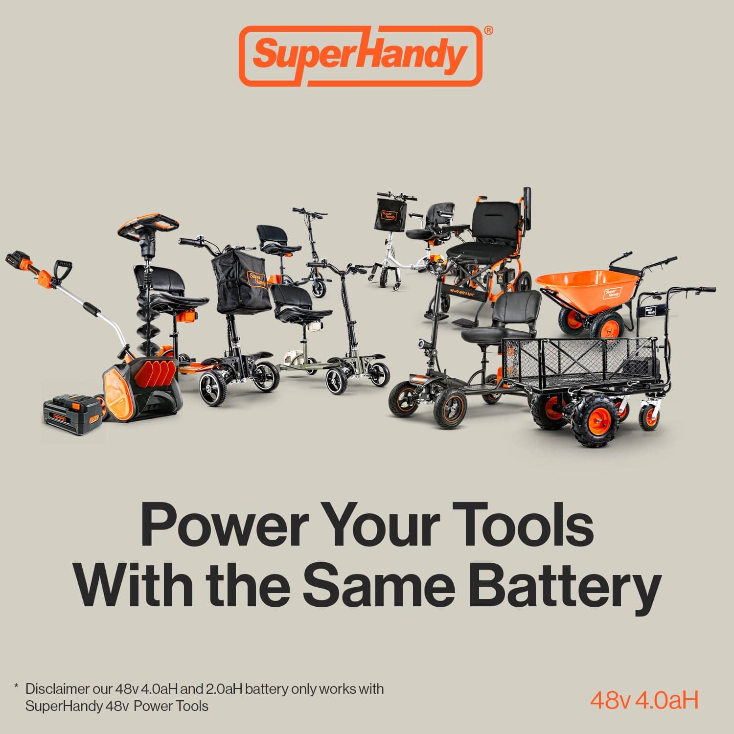 SuperHandy 48V 4Ah Lithium Ion Battery - For 48V Battery Systems