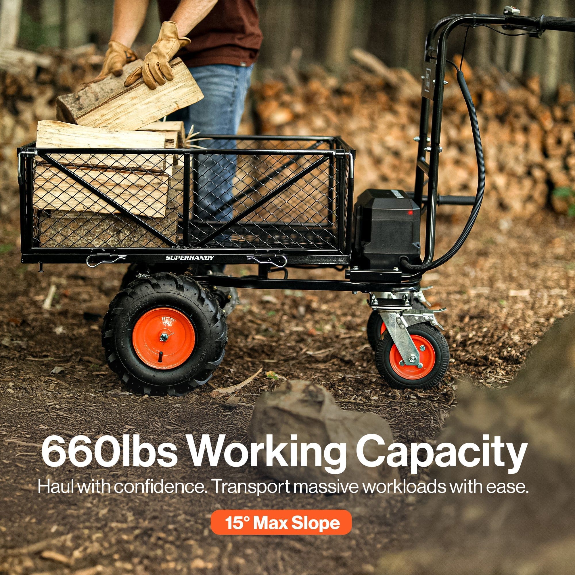 SuperHandy 48V AGM Electric Utility Cart Heavy-Duty Power Wagon, 660 lbs Load Capacity
