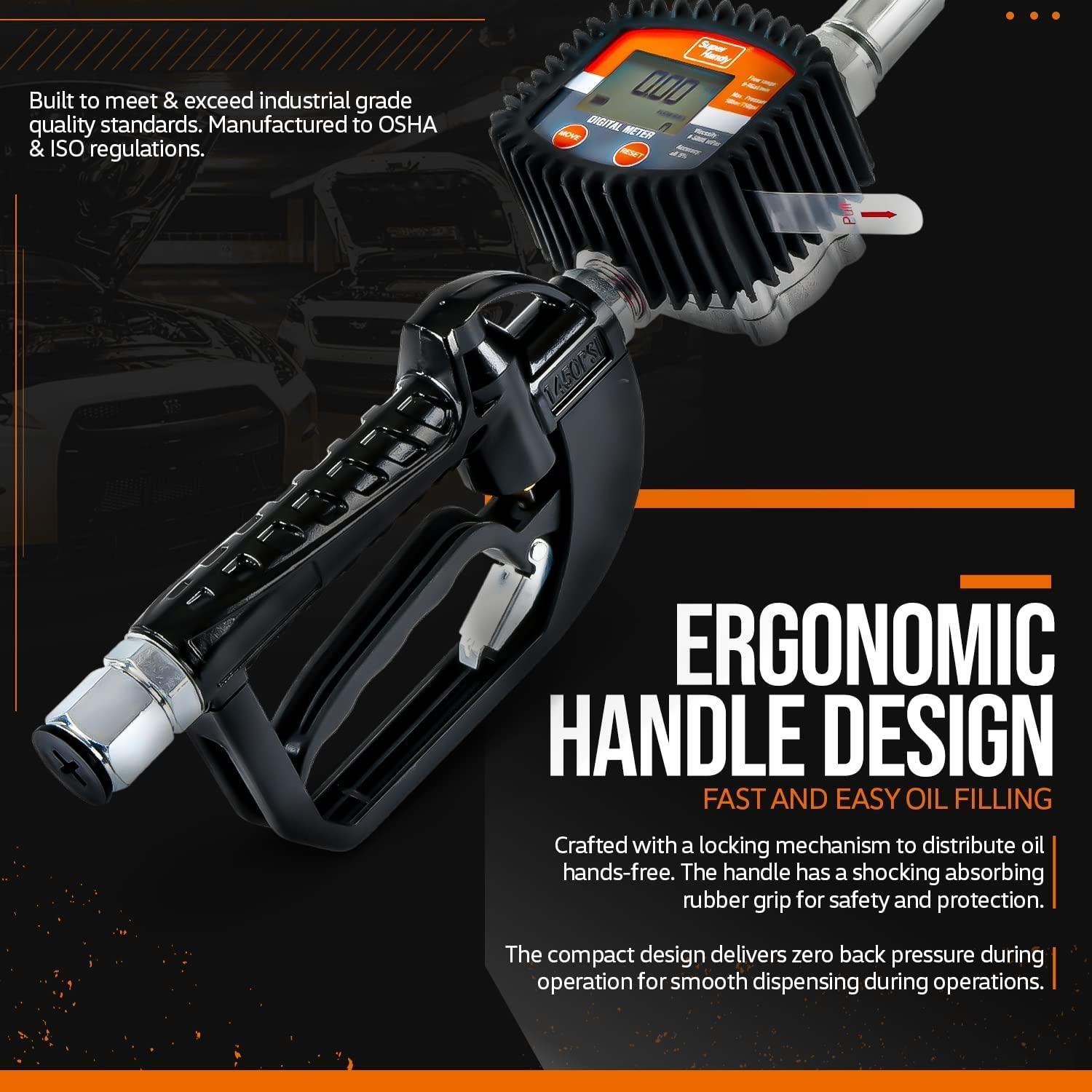 SuperHandy Digital Oil Gun - 10GPM, 1/2" Inlet