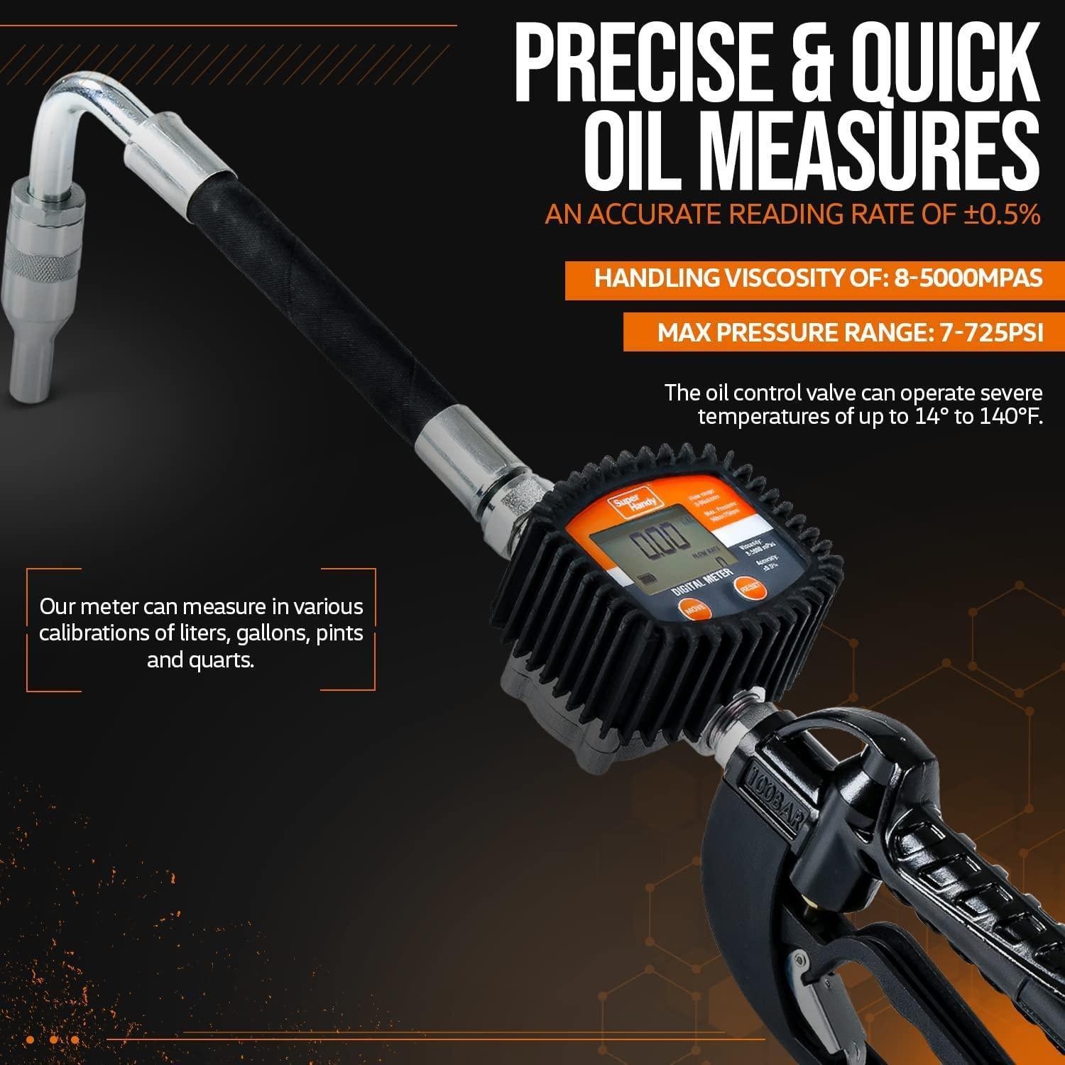 SuperHandy Digital Oil Gun - 10GPM, 1/2" Inlet