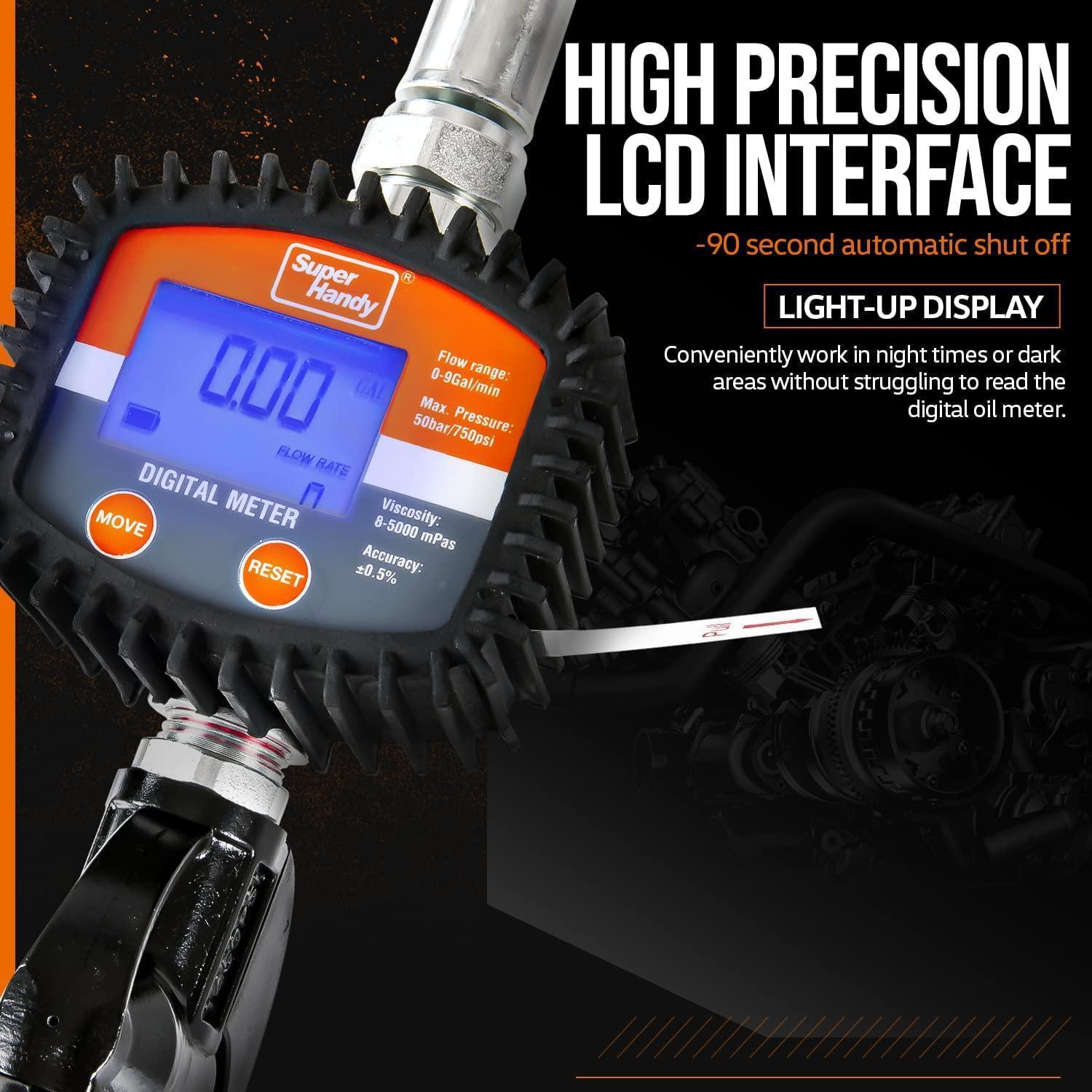 SuperHandy Digital Oil Gun - 10GPM, 1/2" Inlet