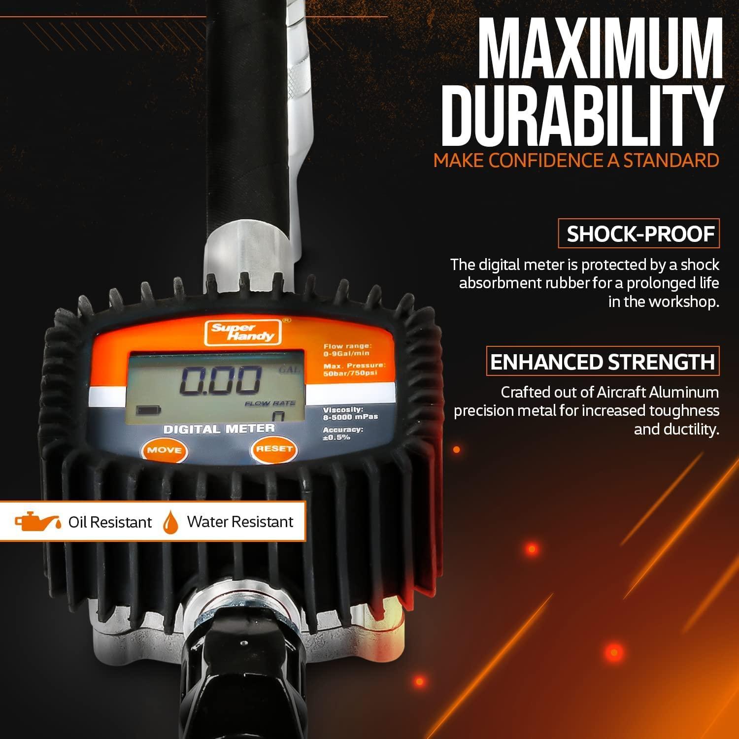 SuperHandy Digital Oil Gun - 10GPM, 1/2" Inlet