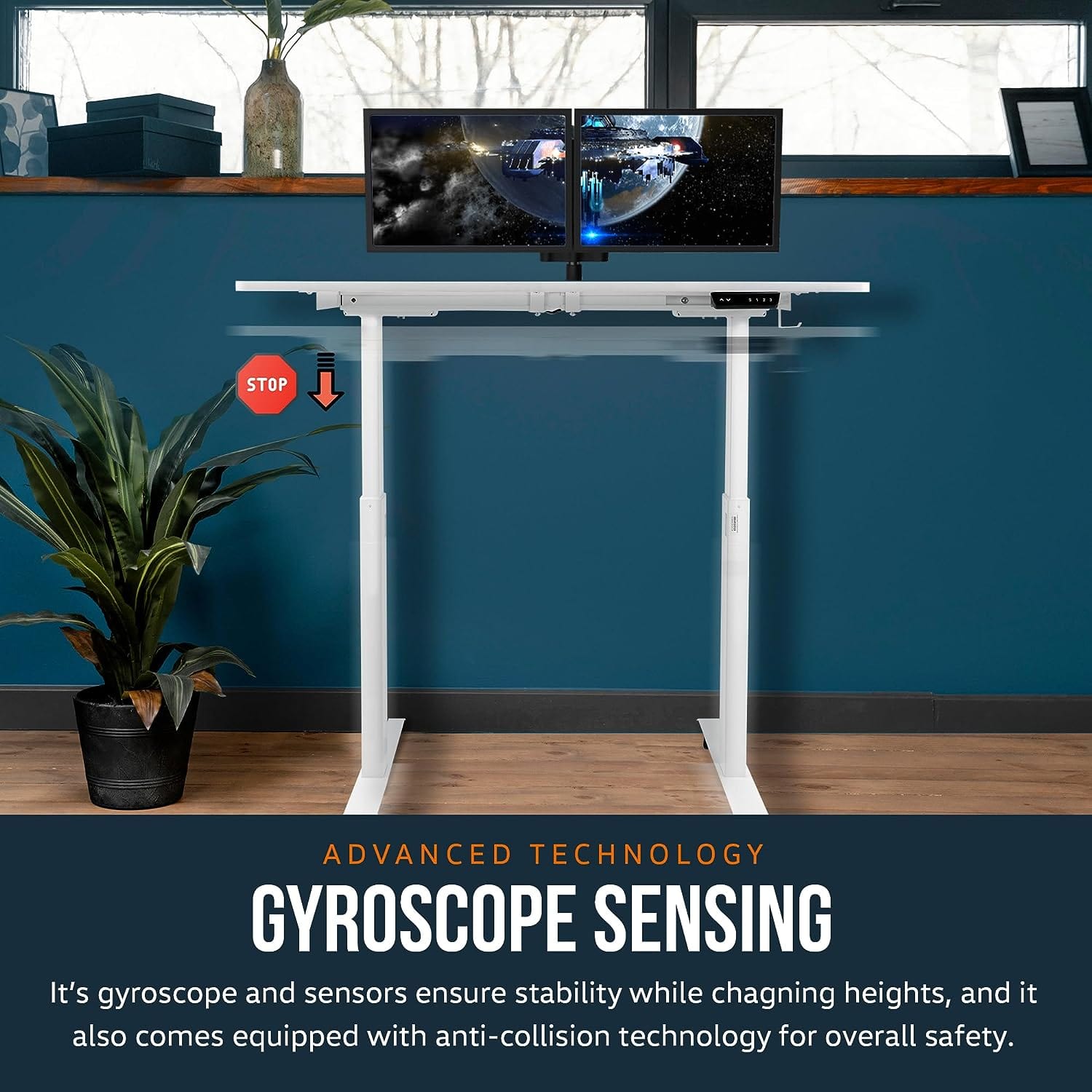 SuperHandy Electric Standing Desk - 48"x30" Pristine White