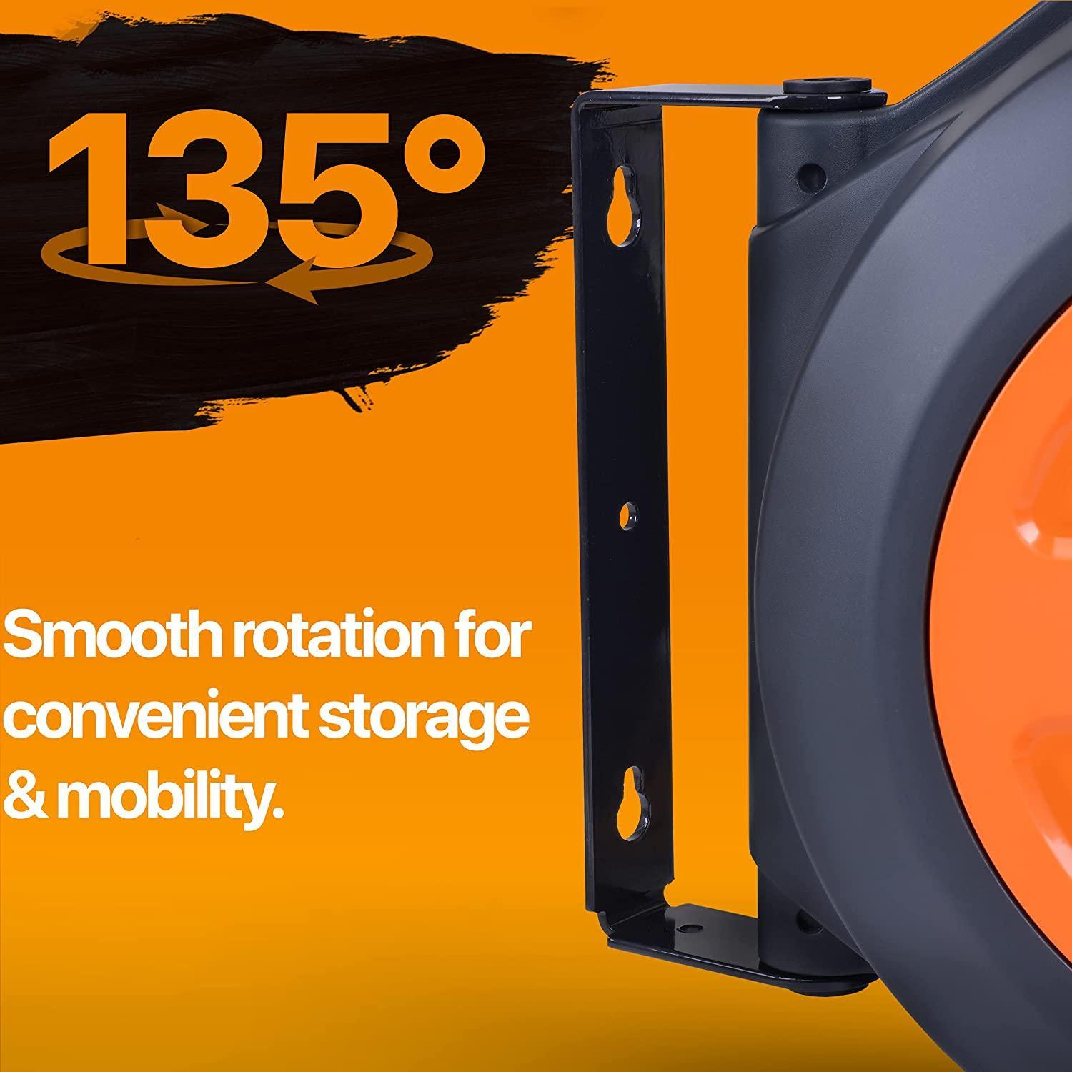 SuperHandy Enclosed Air Hose Reel - 50' Ft Hose Length, Retractable & Mountable