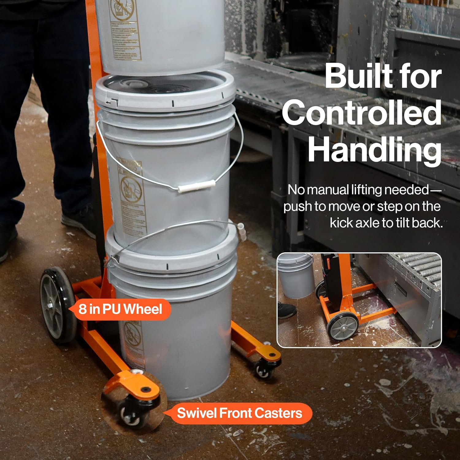 SuperHandy - Outdoor Tools & Mobility Electric Pail Lift Hand Truck, for 5-Gallon Buckets, 48V 2Ah Battery Powered Lifter, for Easy Loading