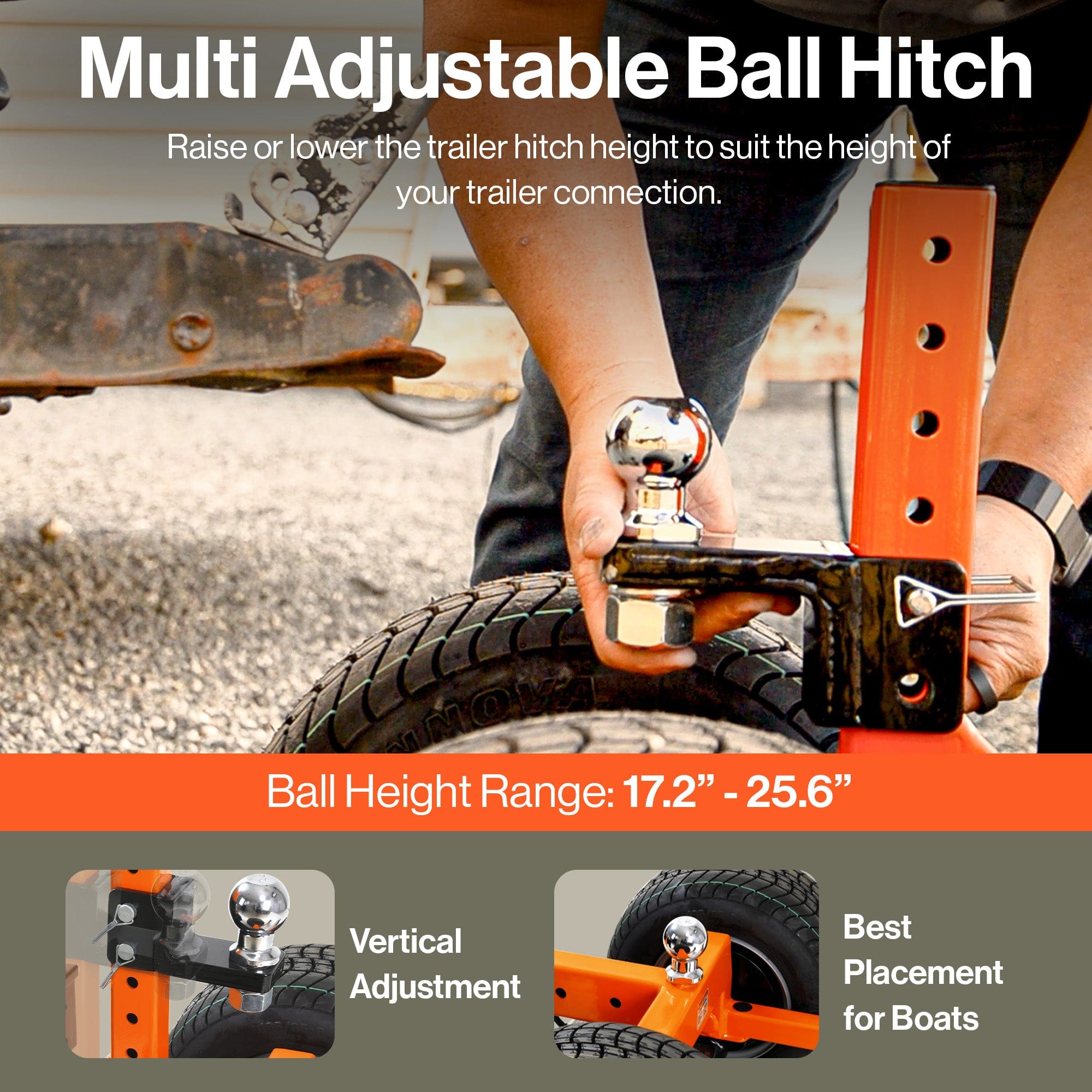 SuperHandy - Outdoor Tools & Mobility Electric Trailer Dolly Pro - 24V 9Ah Battery, 7500Lbs Towing Capacity