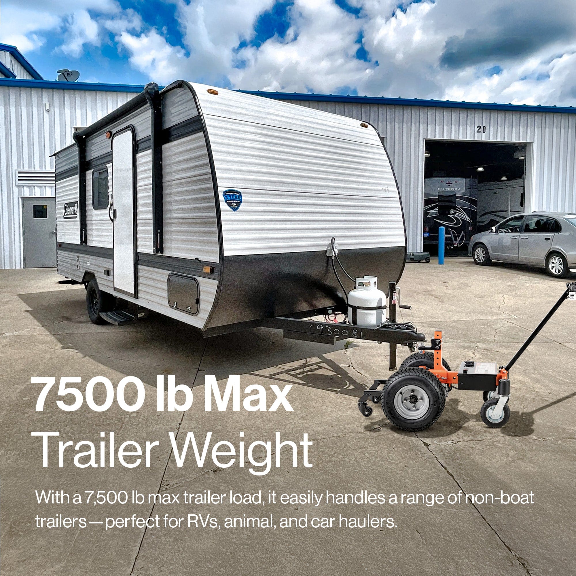 SuperHandy - Outdoor Tools & Mobility Electric Trailer Dolly Pro - 24V 9Ah Battery, 7500Lbs Towing Capacity