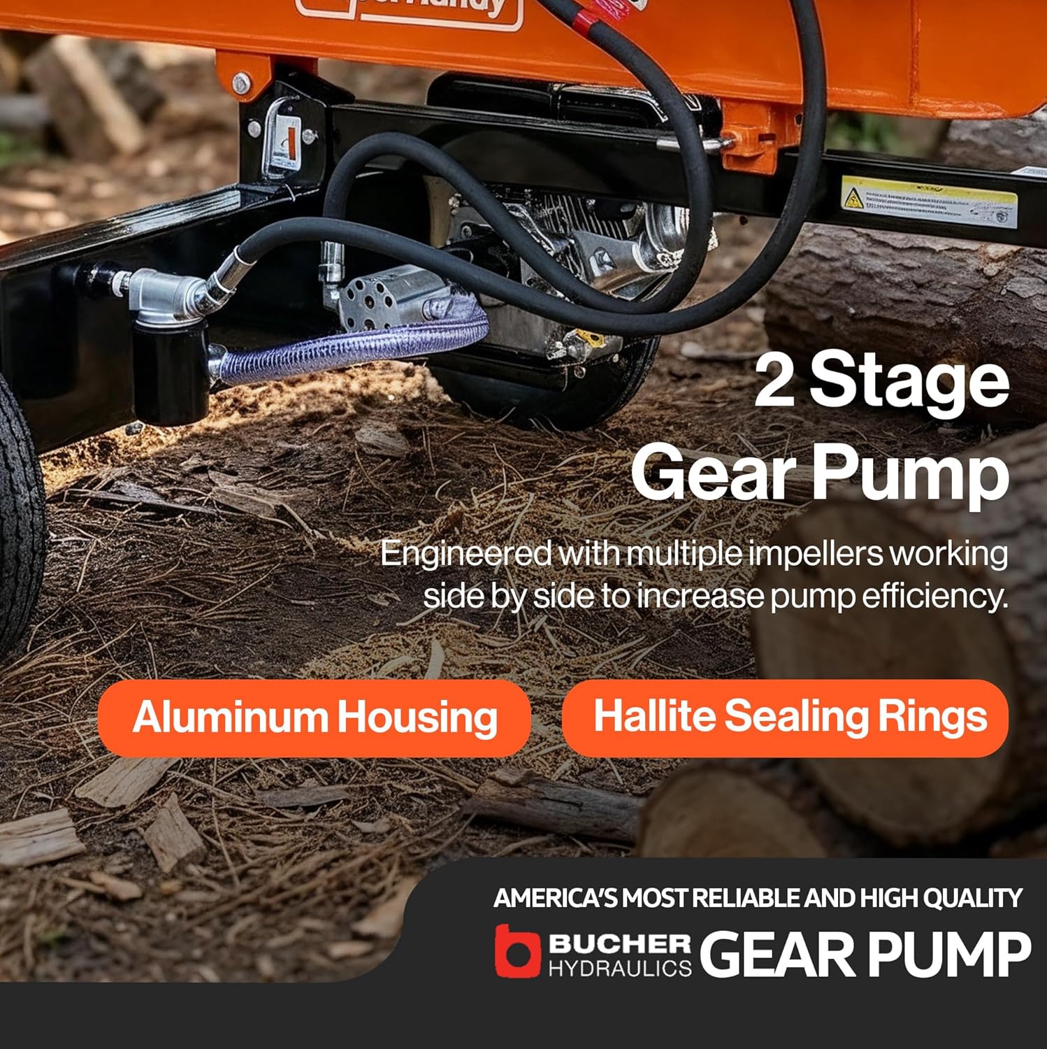 SuperHandy - Outdoor Tools & Mobility Superhandy 27Ton 223cc Gas Powered Full Beam Log Splitter w/Vertical/Horizontal Operation and Auto Return Valve, 24'' Diameter & 24'' Length Capacity, Towable with 2'' Ball Coupler