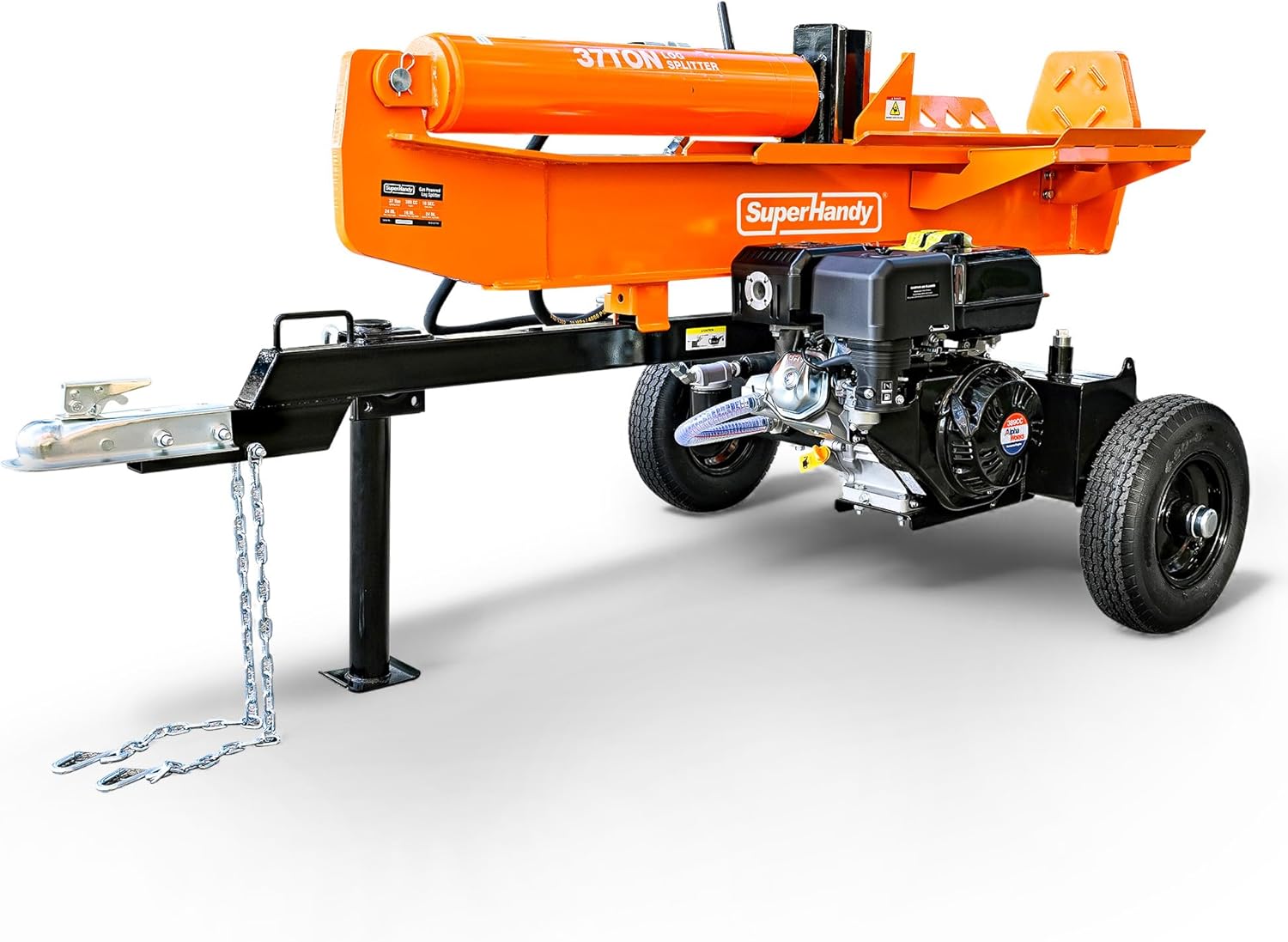 SuperHandy - Outdoor Tools & Mobility Superhandy 37 Ton 389 cc Gas Powered Log Splitter w/Vertical/Horizontal Operation, Towable with 2'' Ball Coupler