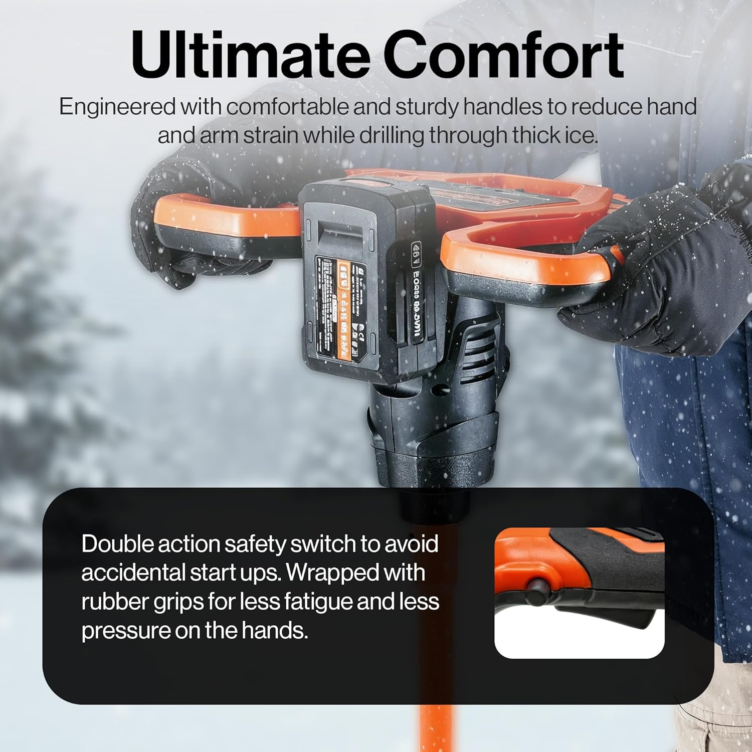 SuperHandy - Outdoor Tools & Mobility SuperHandy 48V Cordless Ice Auger with 8" Steel Bit,40" Ice Drilling Depth