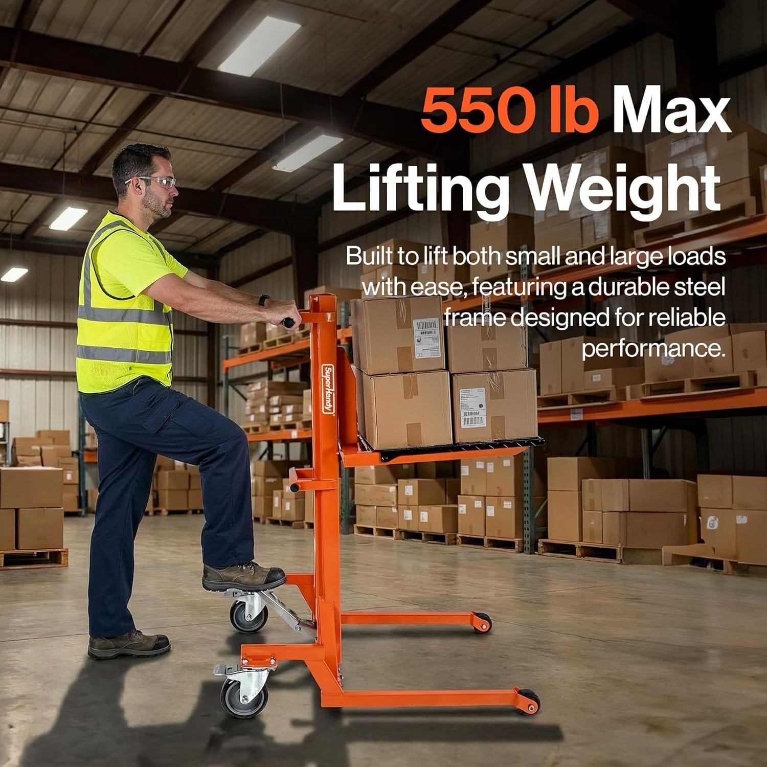 SuperHandy - Outdoor Tools & Mobility SuperHandy Hydraulic Material Lift Stacker, Portable Forklift – 550 lbs Capacity