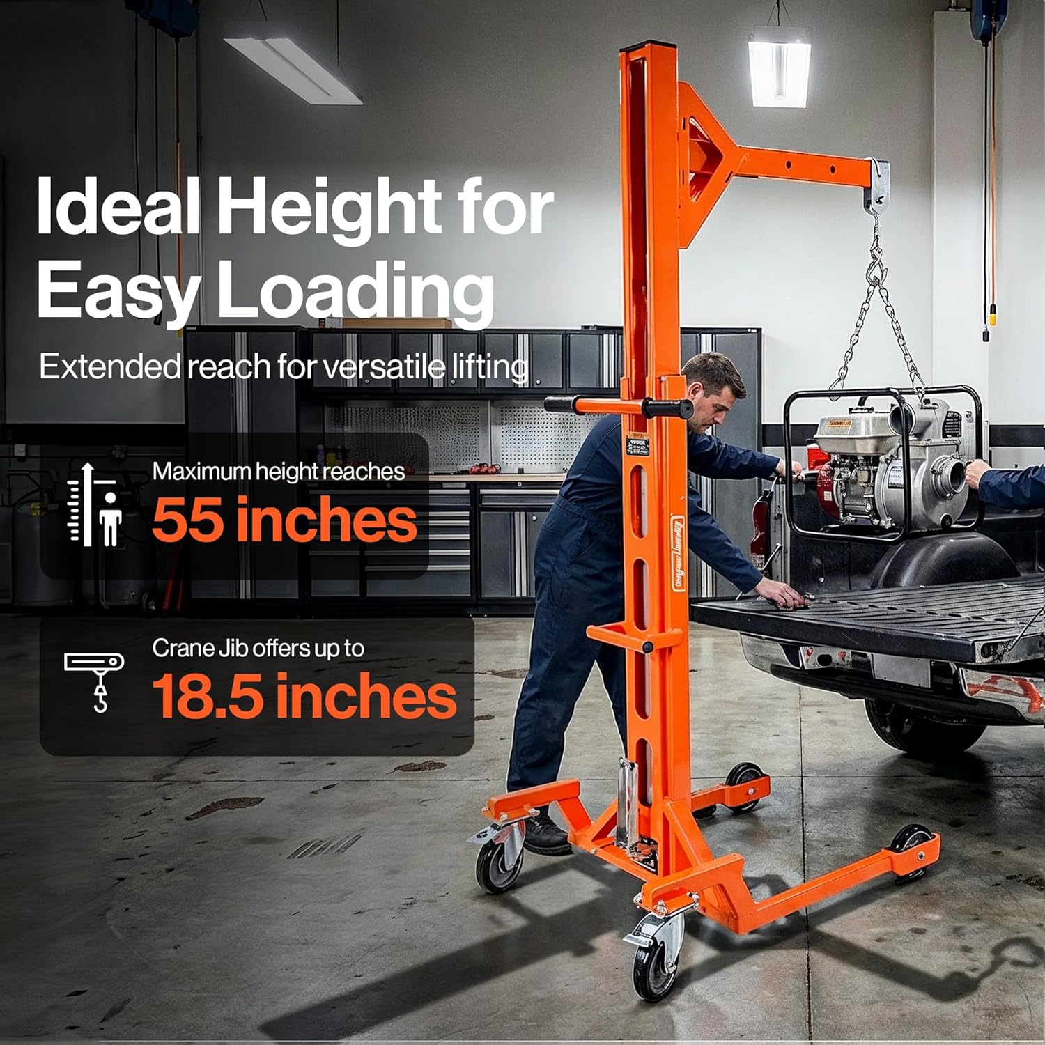 SuperHandy - Outdoor Tools & Mobility Superhandy Portable Hydraulic Crane Lift, Tool-Free Disassembly, Foot Pedal Operation