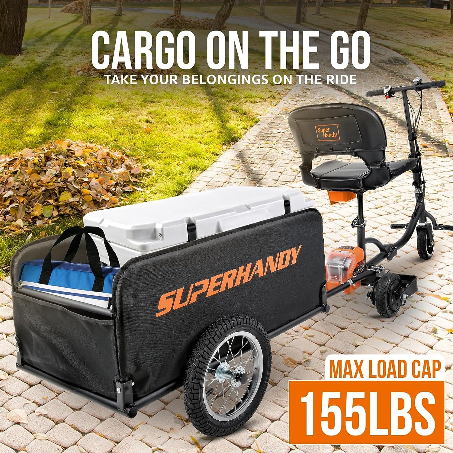 SuperHandy Scooter Cargo Trailer - 155 lbs Capacity, Lightweight, Tool Free Assembly