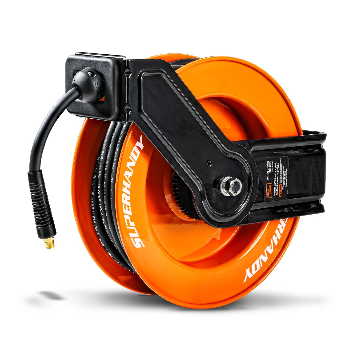 SuperHandy Steel Air Hose Reel - 50' Ft Hose Length, Retractable & Mountable (Upgraded)