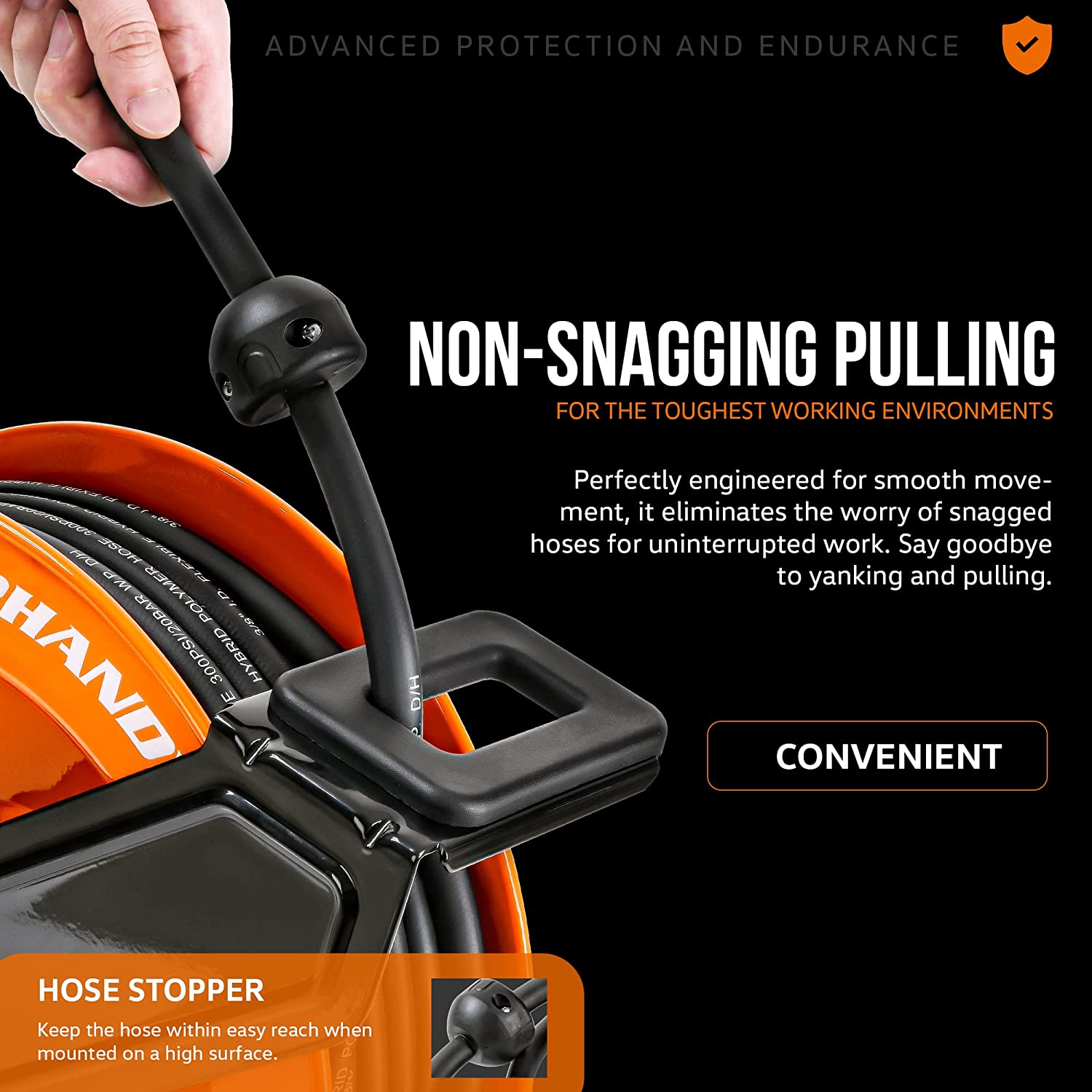 SuperHandy Steel Air Hose Reel - 50' Ft Hose Length, Retractable & Mountable (Upgraded)