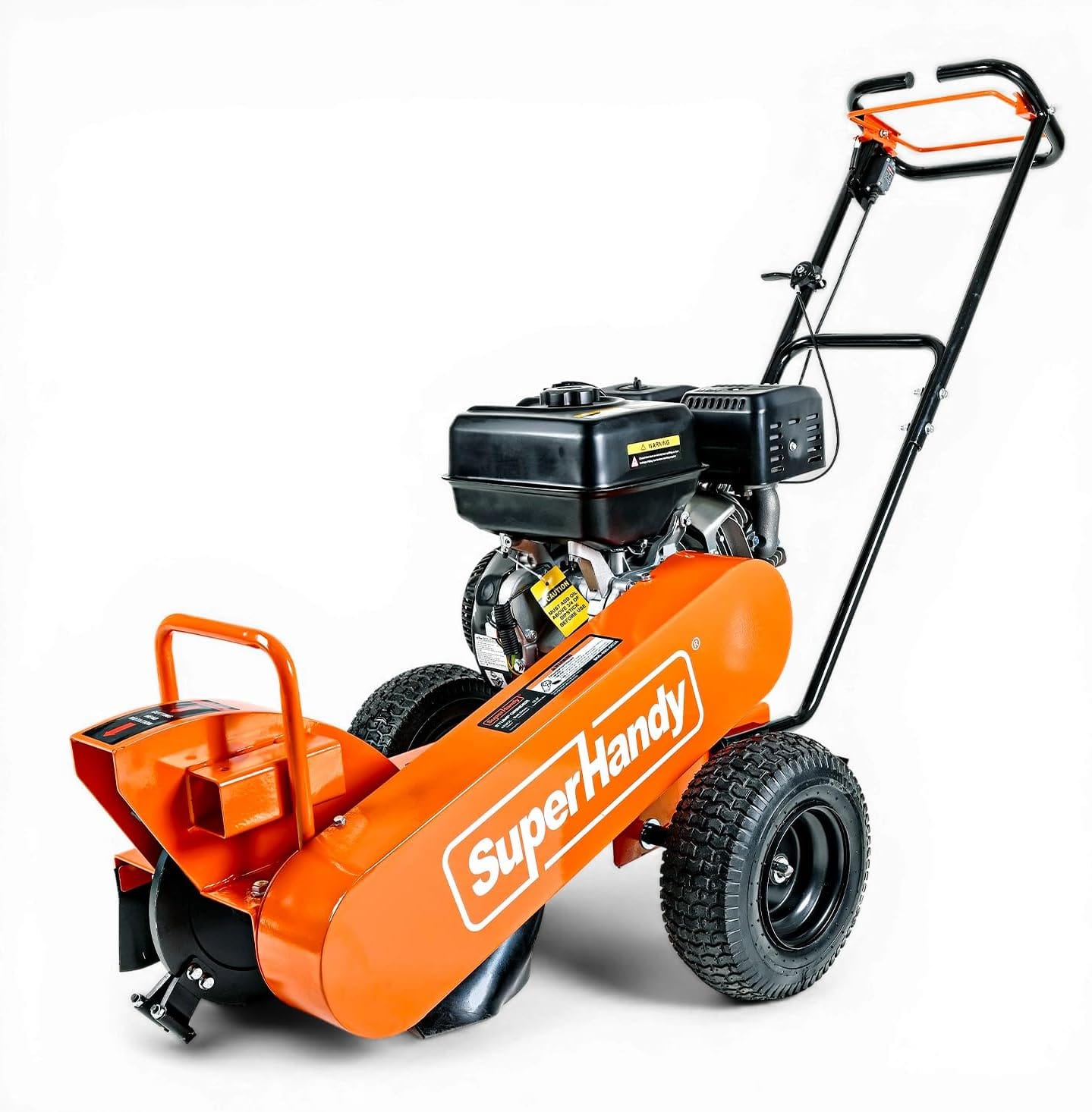 SuperHandy Superhandy 15HP Gas Powered Stump Grinder, 420cc 4-Stroke Engine, 8 Tungsten Carbide Teeth, Towable Design with 13" Pneumatic Tires for Heavy-Duty Wood Stump Removal