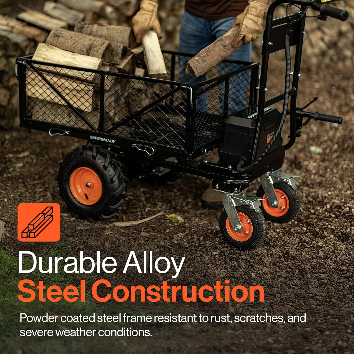 SuperHandy SuperHandy Electric Utility Wagon Pro - 48V 4Ah Li-Ion Battery, 660Lb Max Weight