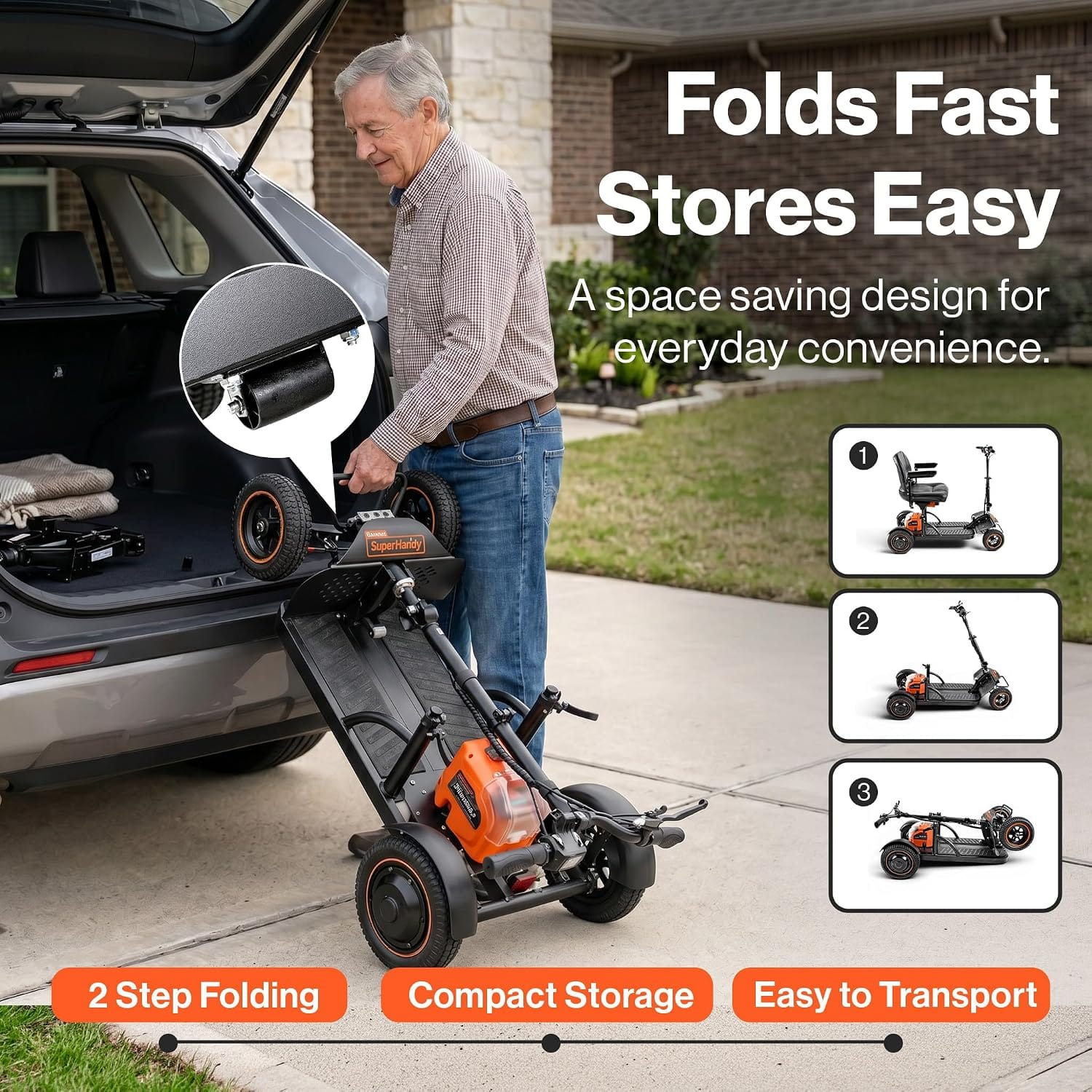 SuperHandy SuperHandy Explorer Prime 4-Wheel Mobility Scooter, Foldable All-Terrain Power Chair with Dual 48V Batteries & Aluminum Frame
