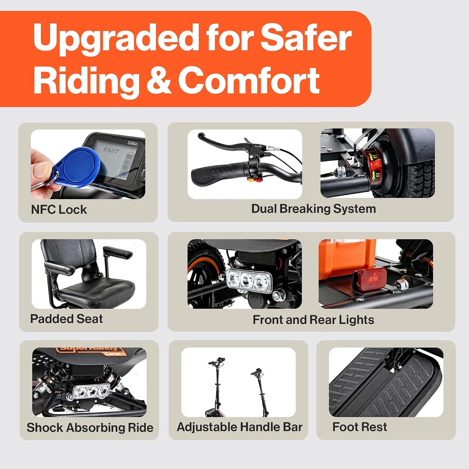 SuperHandy SuperHandy Explorer Prime 4-Wheel Mobility Scooter, Foldable All-Terrain Power Chair with Dual 48V Batteries & Aluminum Frame