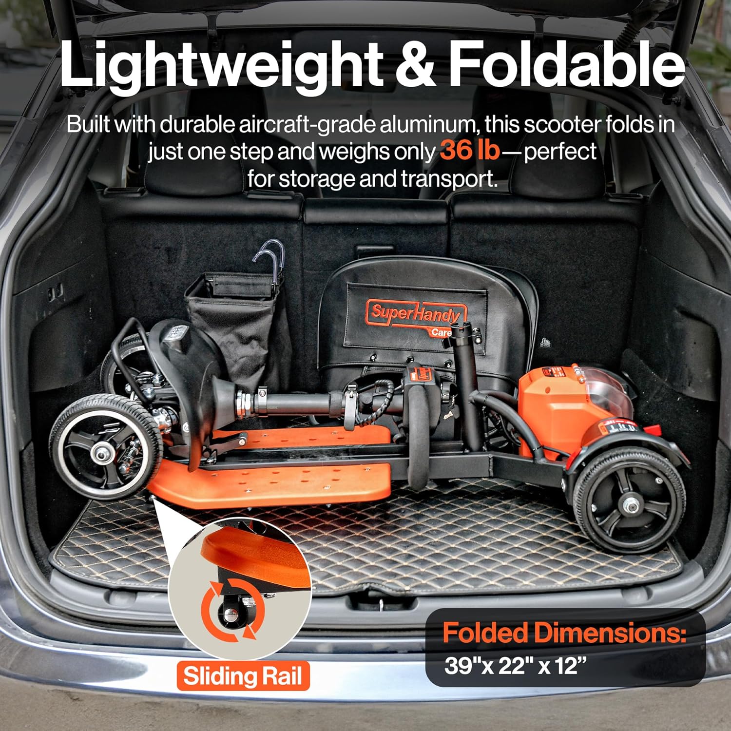 SuperHandy SuperHandy Passport Prime Mobility Scooter Foldable 4-Wheel Electric Scooter, 330 lbs Capacity