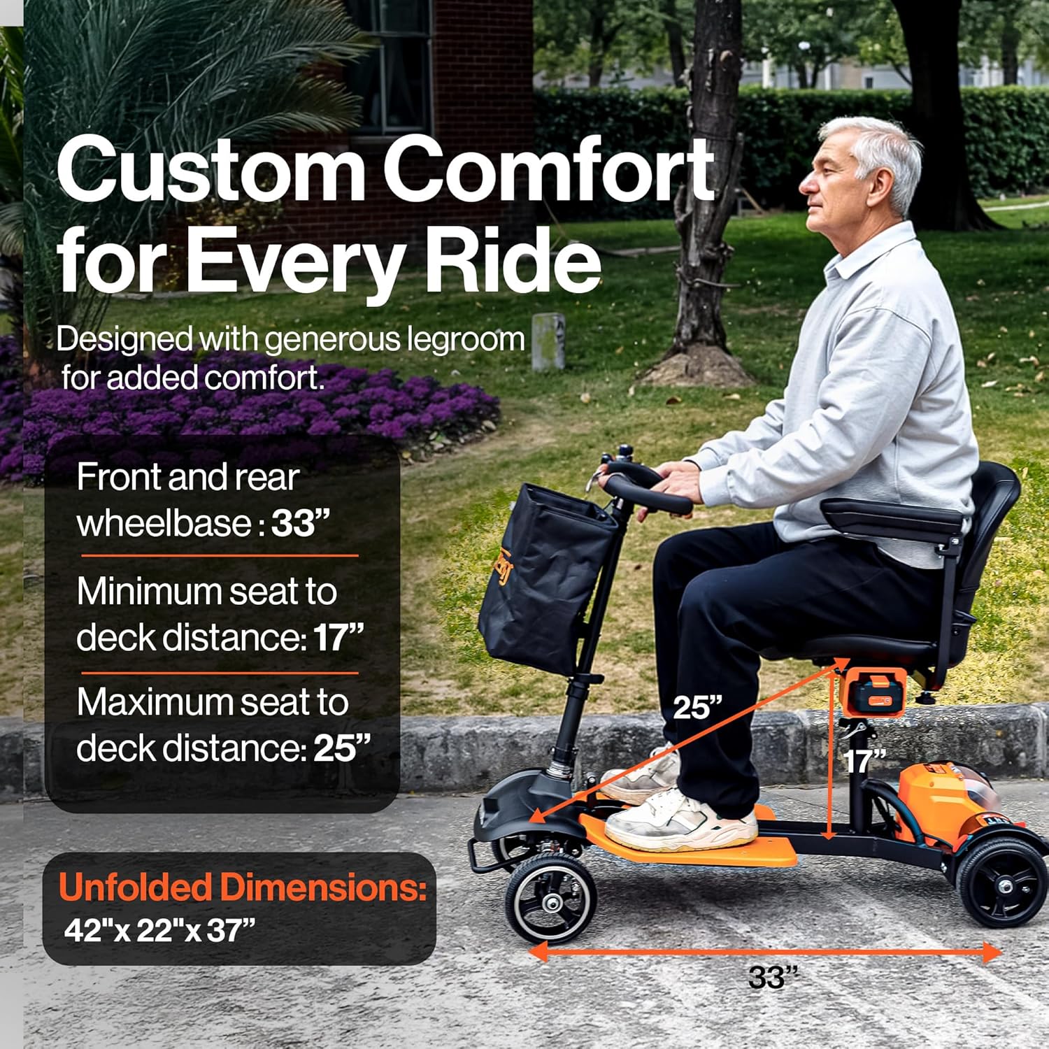 SuperHandy SuperHandy Passport Prime Mobility Scooter Foldable 4-Wheel Electric Scooter, 330 lbs Capacity