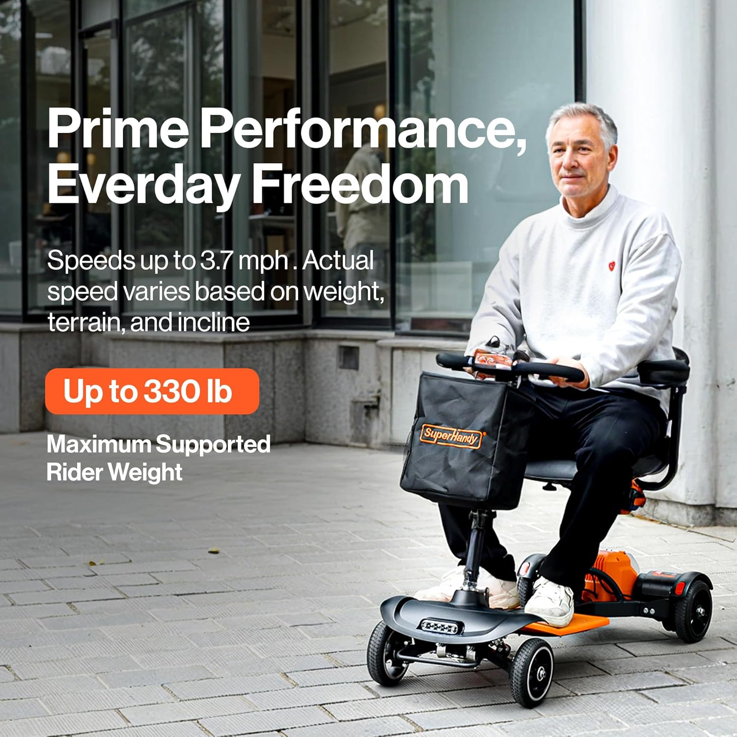 SuperHandy SuperHandy Passport Prime Mobility Scooter Foldable 4-Wheel Electric Scooter, 330 lbs Capacity