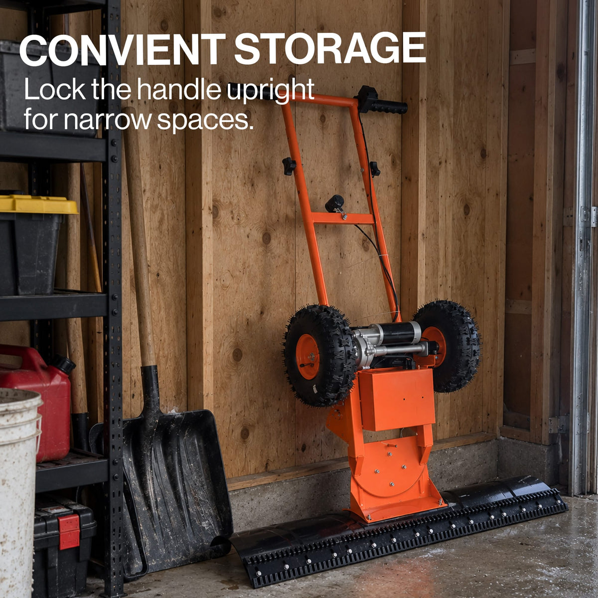 SuperHandy SuperHandy Power Assisted Snow Shovel, 40" Wheeled Snow Pusher w/LED Light