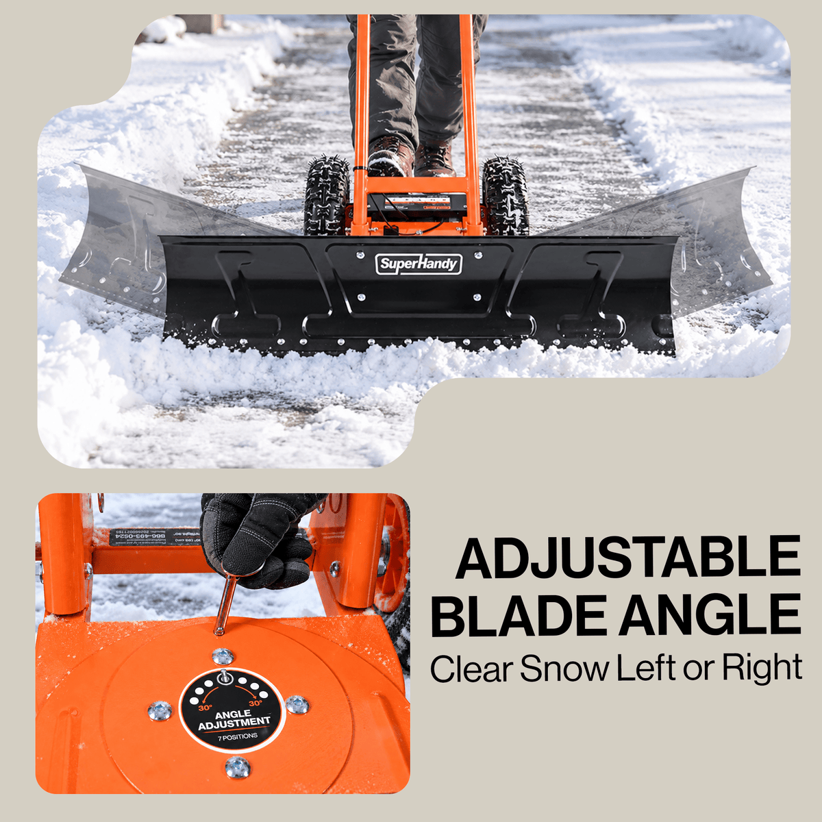 SuperHandy SuperHandy Power Assisted Snow Shovel, 40" Wheeled Snow Pusher w/LED Light