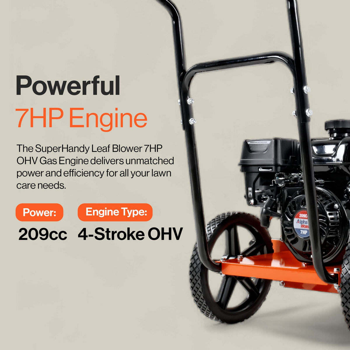 SuperHandy SuperHandy Walk-Behind Gas Leaf Blower - 7HP 209CC, 1270 CFM