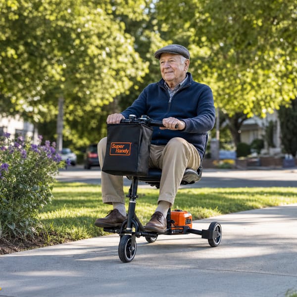 SuperHandy Passport Mobility Scooter for Adults - Foldable, 3 Wheel, Airline Travel Friendly - 6.5 Mile Range, 48V 2Ah Li-Ion Swappable Battery System (1 Li-Ion Battery)