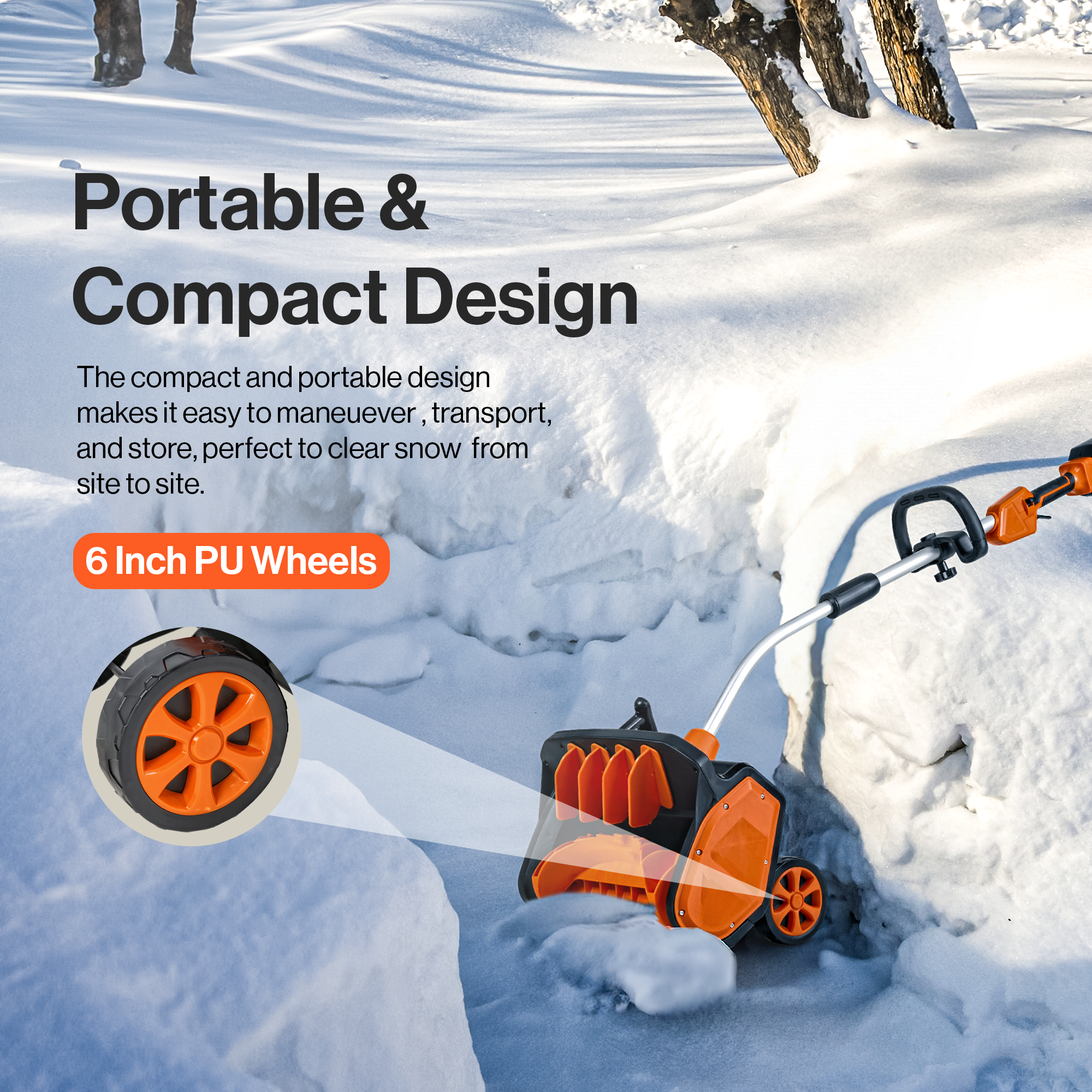 Electric Snow Thrower Pro - 17" Width, 23' Throw, 48V-2Ah Battery