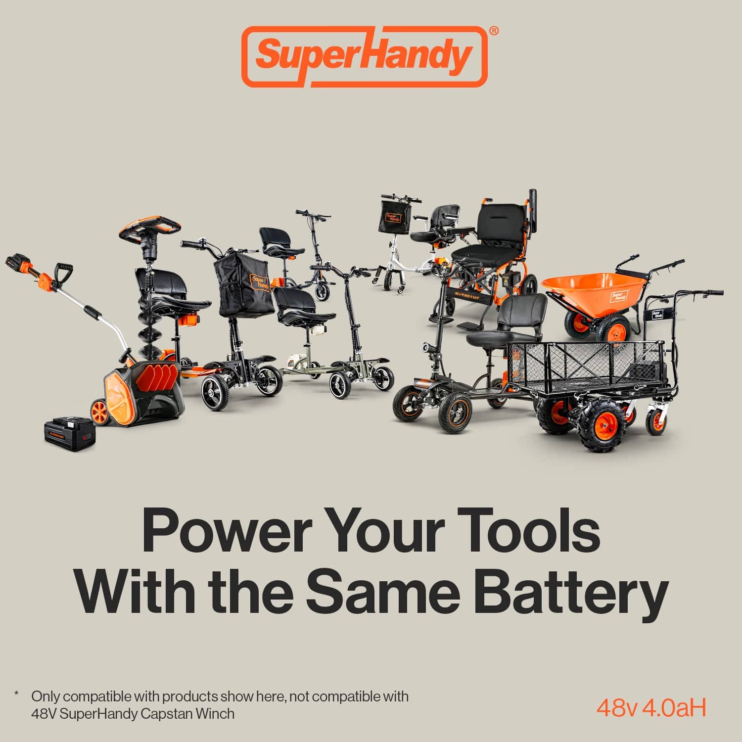 SuperHandy 48V 4Ah Lithium Ion Battery - For 48V Battery Systems