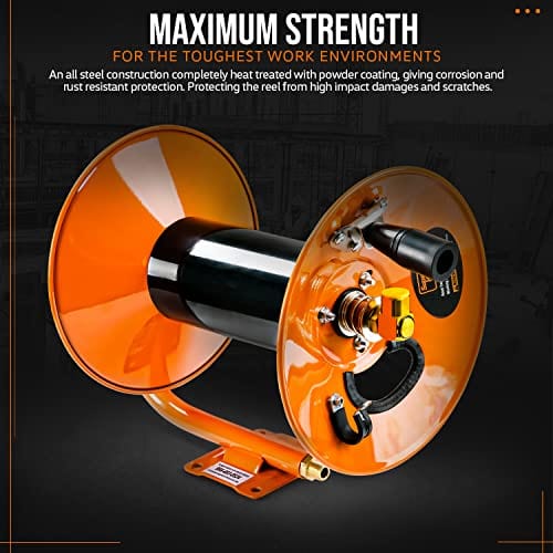 Air Hose Reel - Supports up to 3/8 Inch x 100' Feet Hose (Reel
