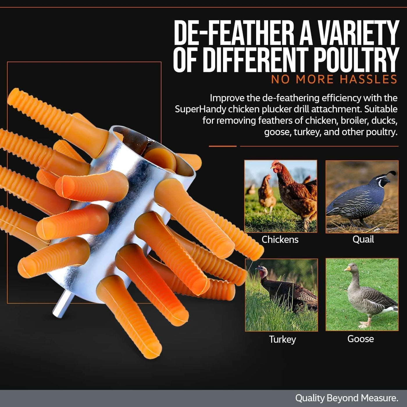 Chicken Plucker Drill Attachment 3/8" Shank SuperHandy SuperHandy