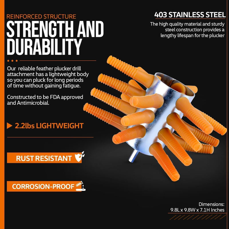 Chicken Plucker Drill Attachment 3/8" Shank SuperHandy SuperHandy