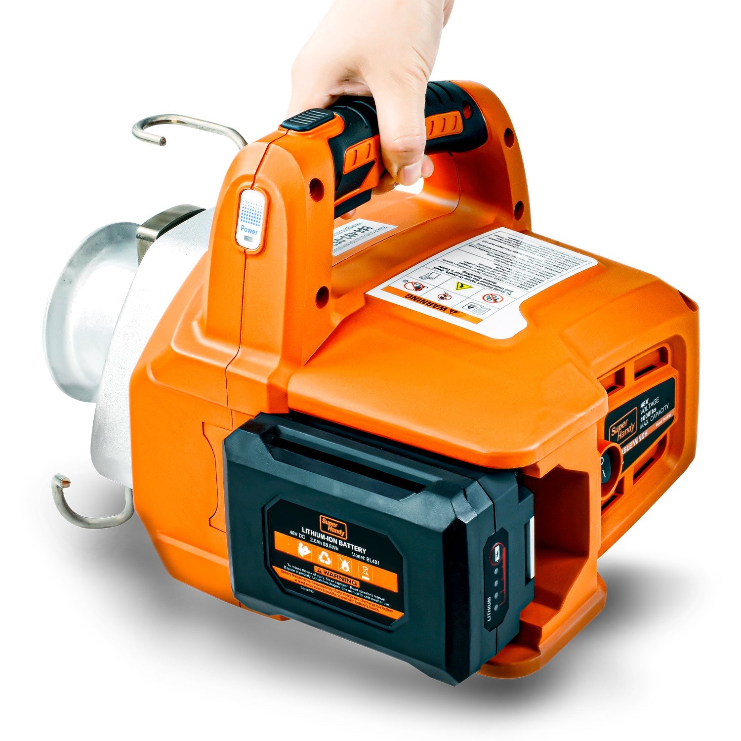 SuperHandy Electric Capstan Winch - 48V 2Ah Battery, Low-Stretch Rope