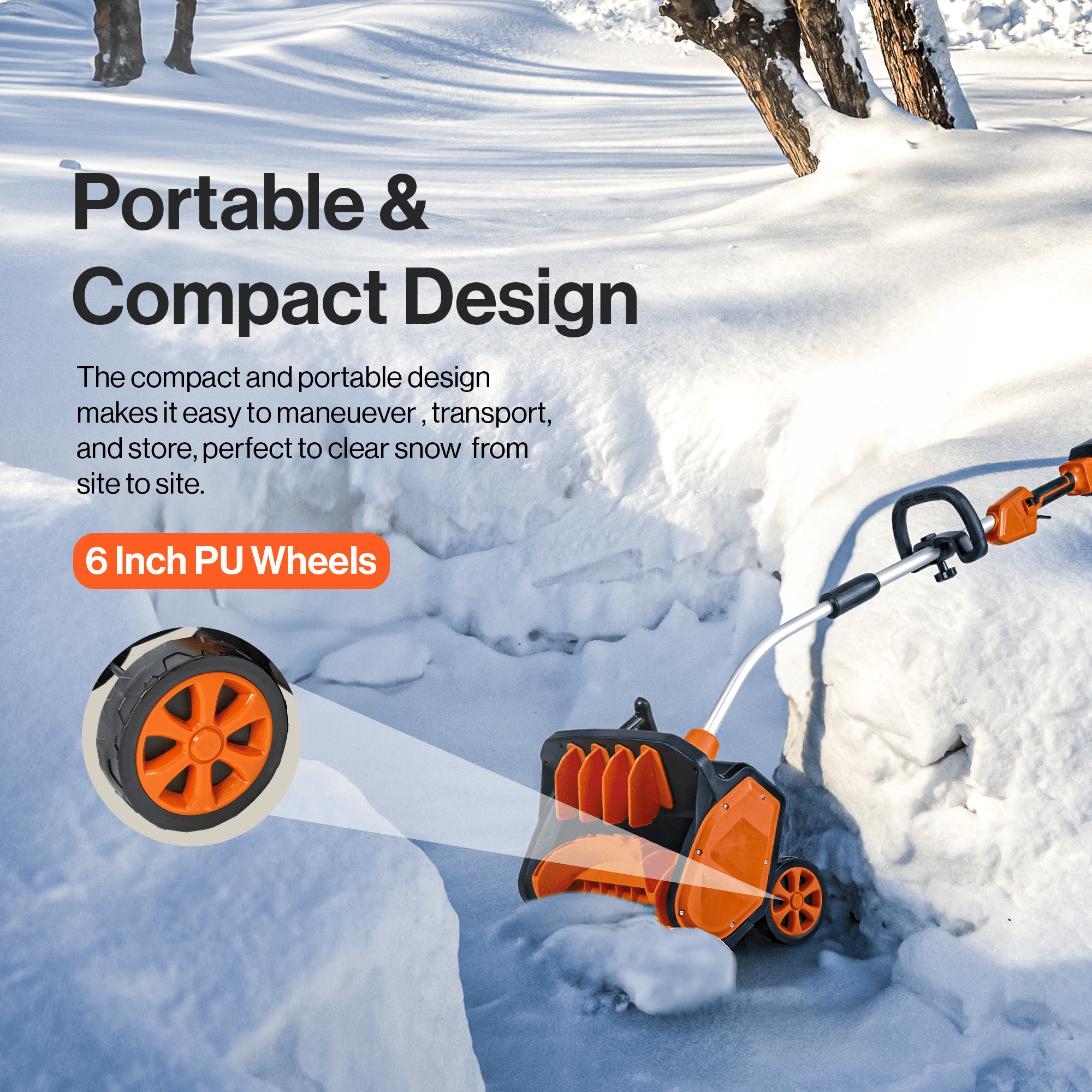 SuperHandy Electric Snow Thrower Pro - 17" Width, 23' Throw, 48V-2Ah Battery