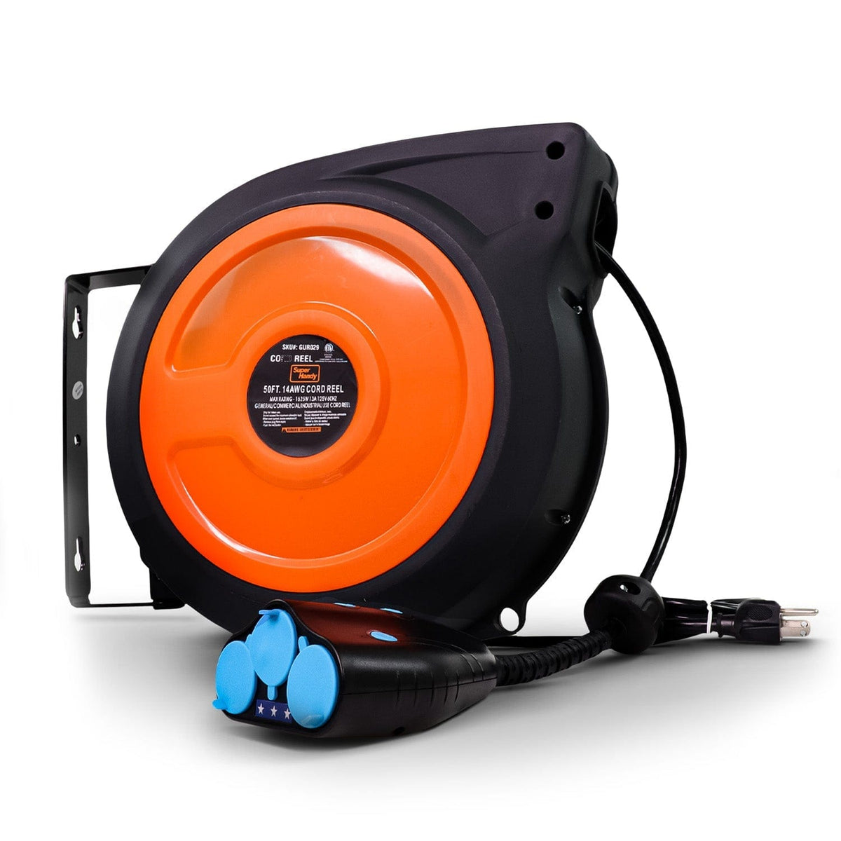 Enclosed Extension Cord Reel 12AWG, 50' Ft Cord Length SuperHandy SuperHandy
