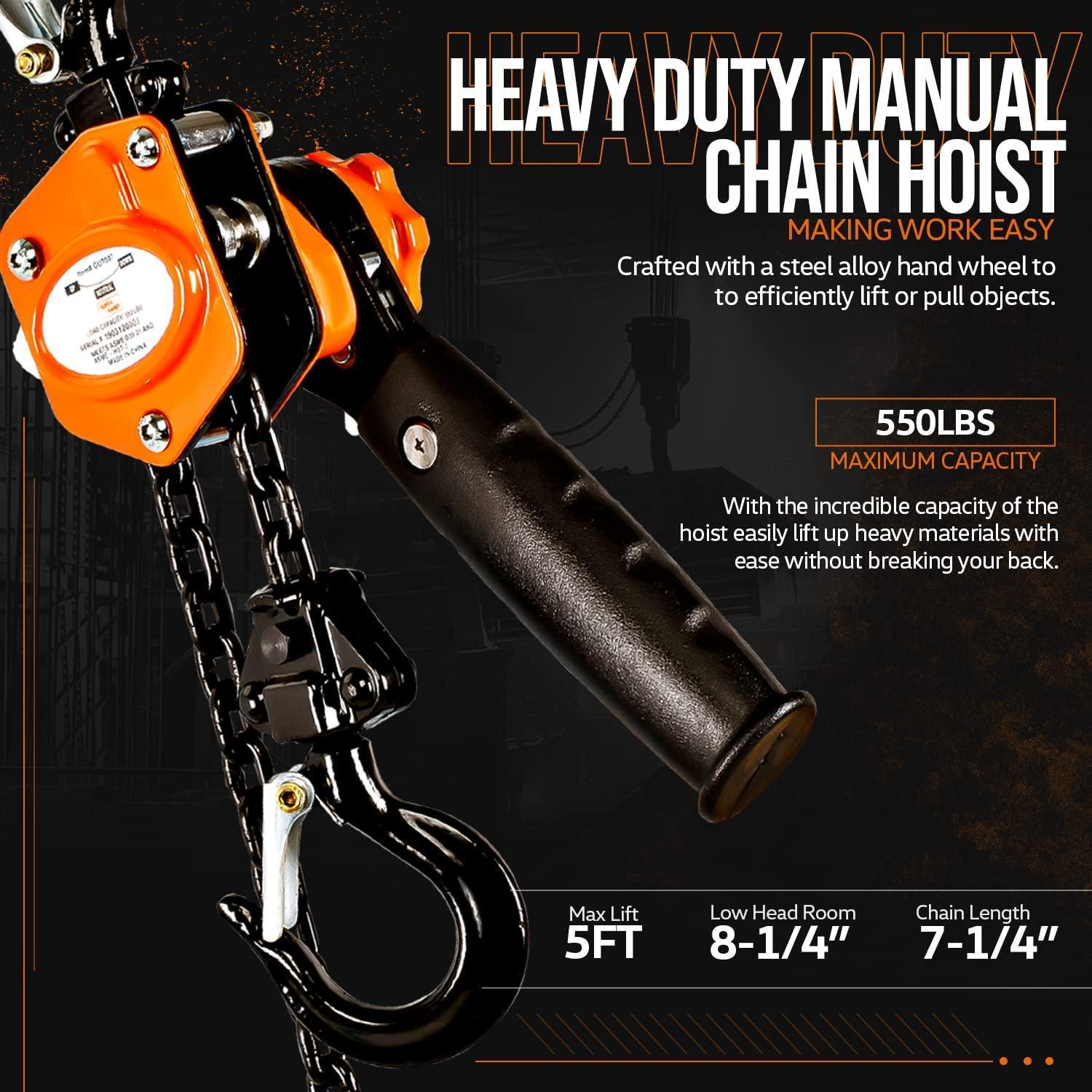 SuperHandy Lever Chain Hoist - 1/4 Ton Capacity