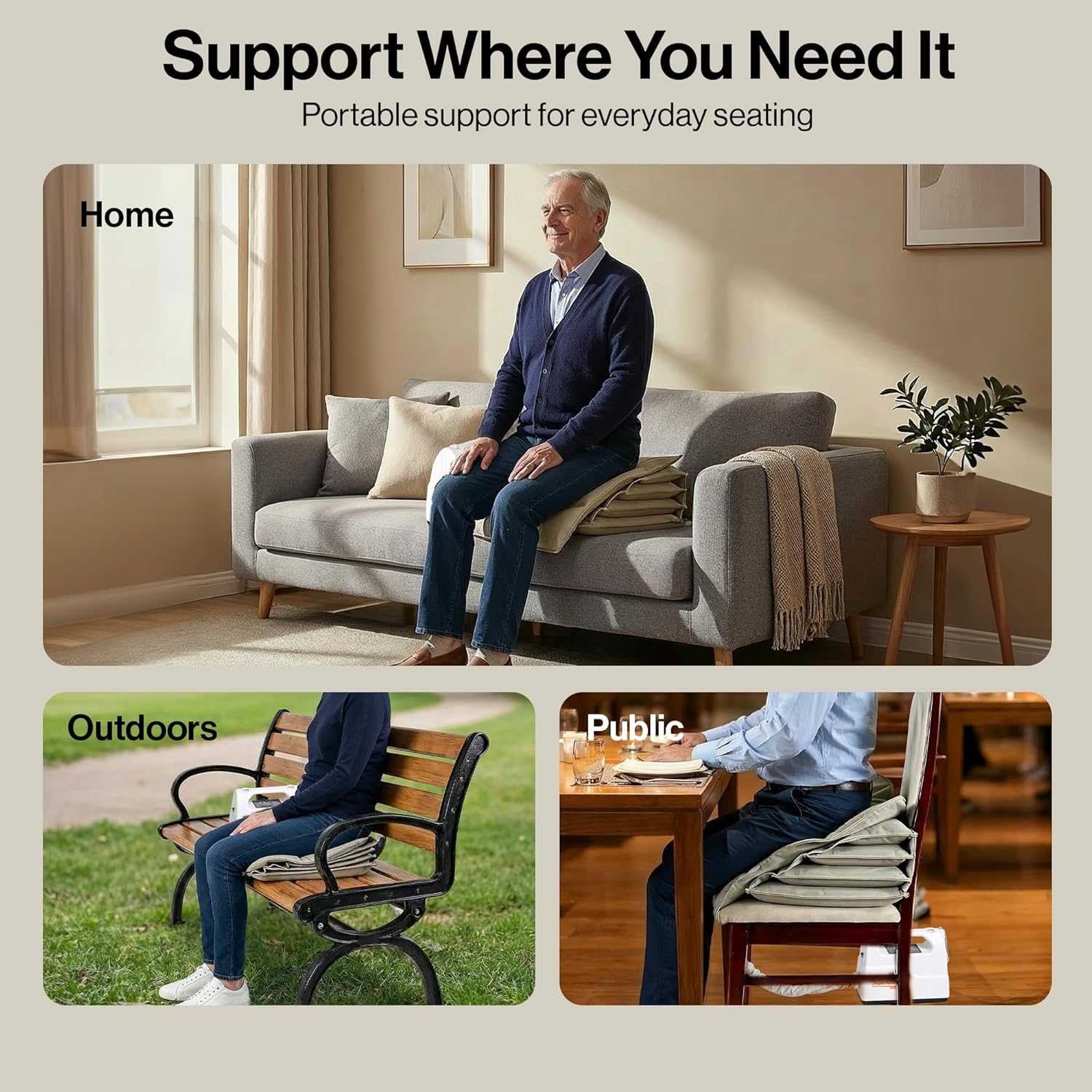 SuperHandy - Outdoor Tools & Mobility Electric Seat Lift Assist Cushion for Elderly, Battery Powered Lifting Device, Air Cushion Mode