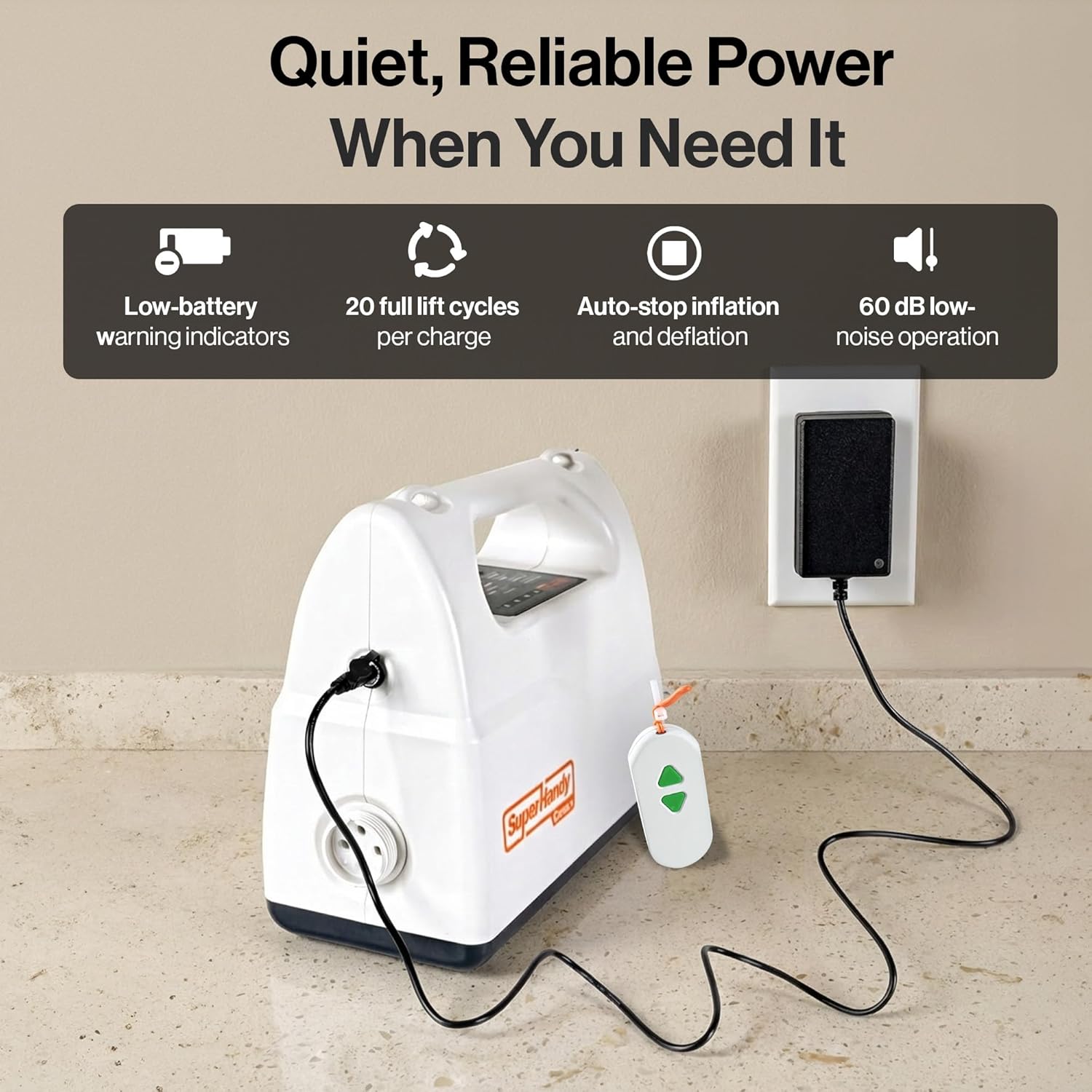 SuperHandy - Outdoor Tools & Mobility Electric Seat Lift Assist Cushion for Elderly, Battery Powered Lifting Device, Air Cushion Mode