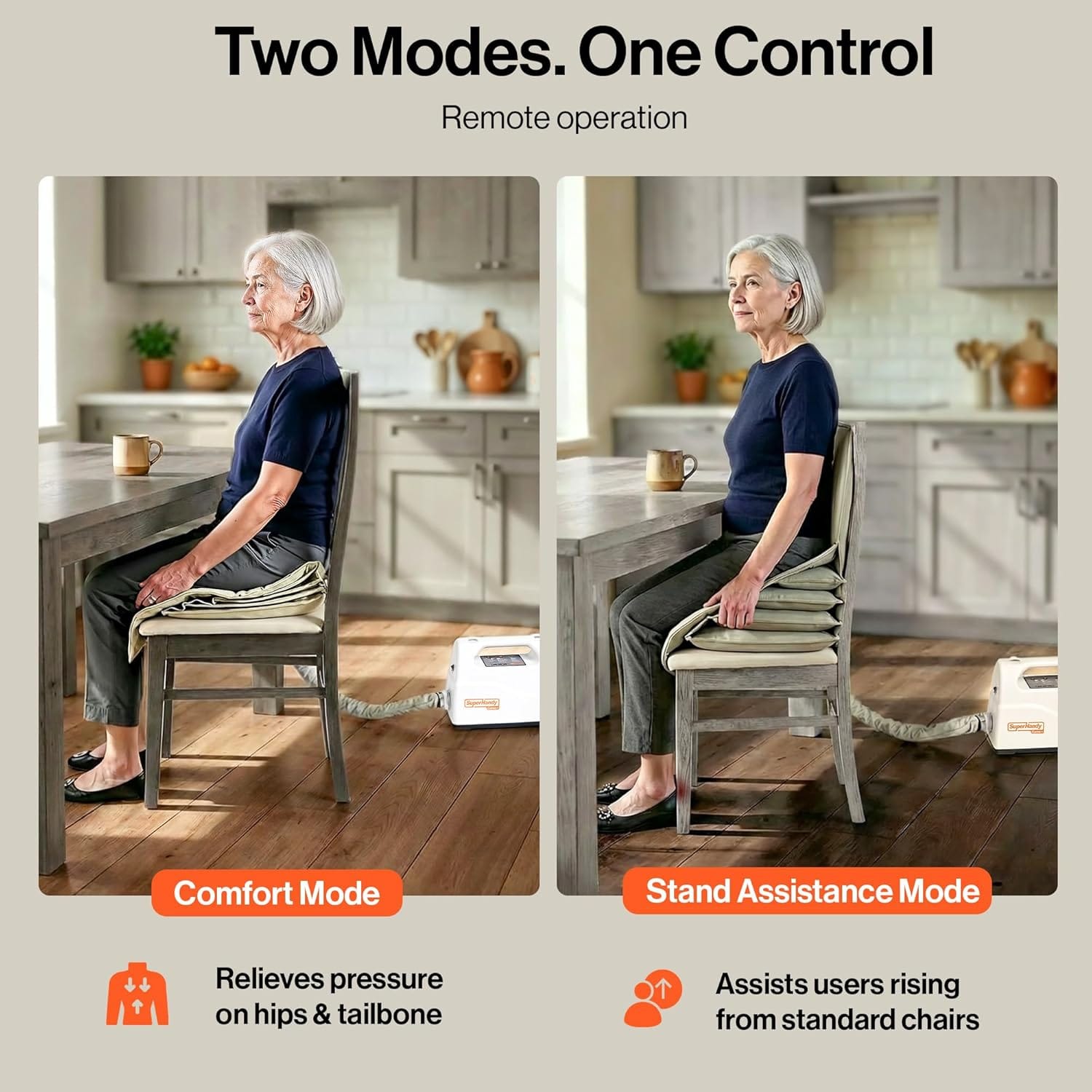 SuperHandy - Outdoor Tools & Mobility Electric Seat Lift Assist Cushion for Elderly, Battery Powered Lifting Device, Air Cushion Mode