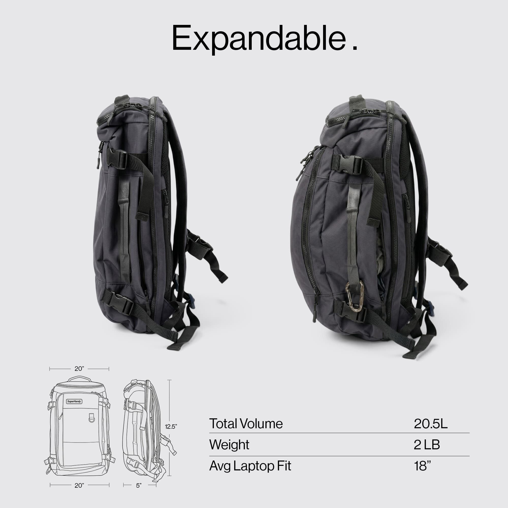 SuperHandy - Outdoor Tools & Mobility SuperHandy 17 Inch Water-Resistant Tech Backpack – Multiple Compartments Laptop Bag for Work, Travel & Commuting