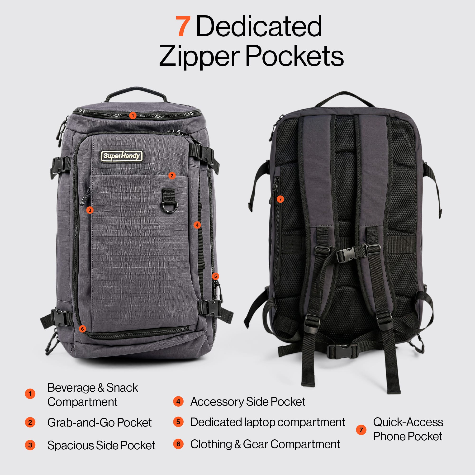 SuperHandy - Outdoor Tools & Mobility SuperHandy 17 Inch Water-Resistant Tech Backpack – Multiple Compartments Laptop Bag for Work, Travel & Commuting