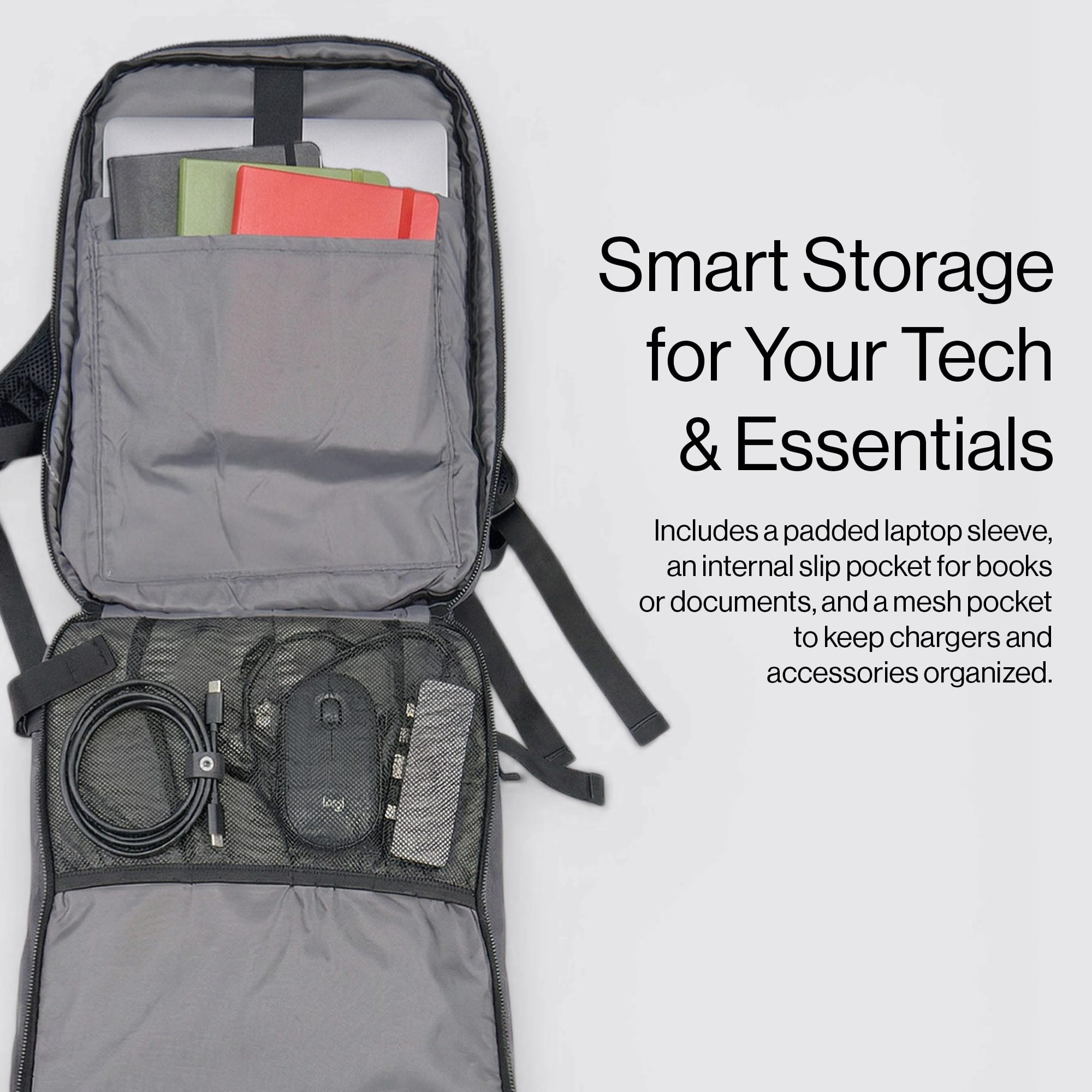 SuperHandy - Outdoor Tools & Mobility SuperHandy 17 Inch Water-Resistant Tech Backpack – Multiple Compartments Laptop Bag for Work, Travel & Commuting