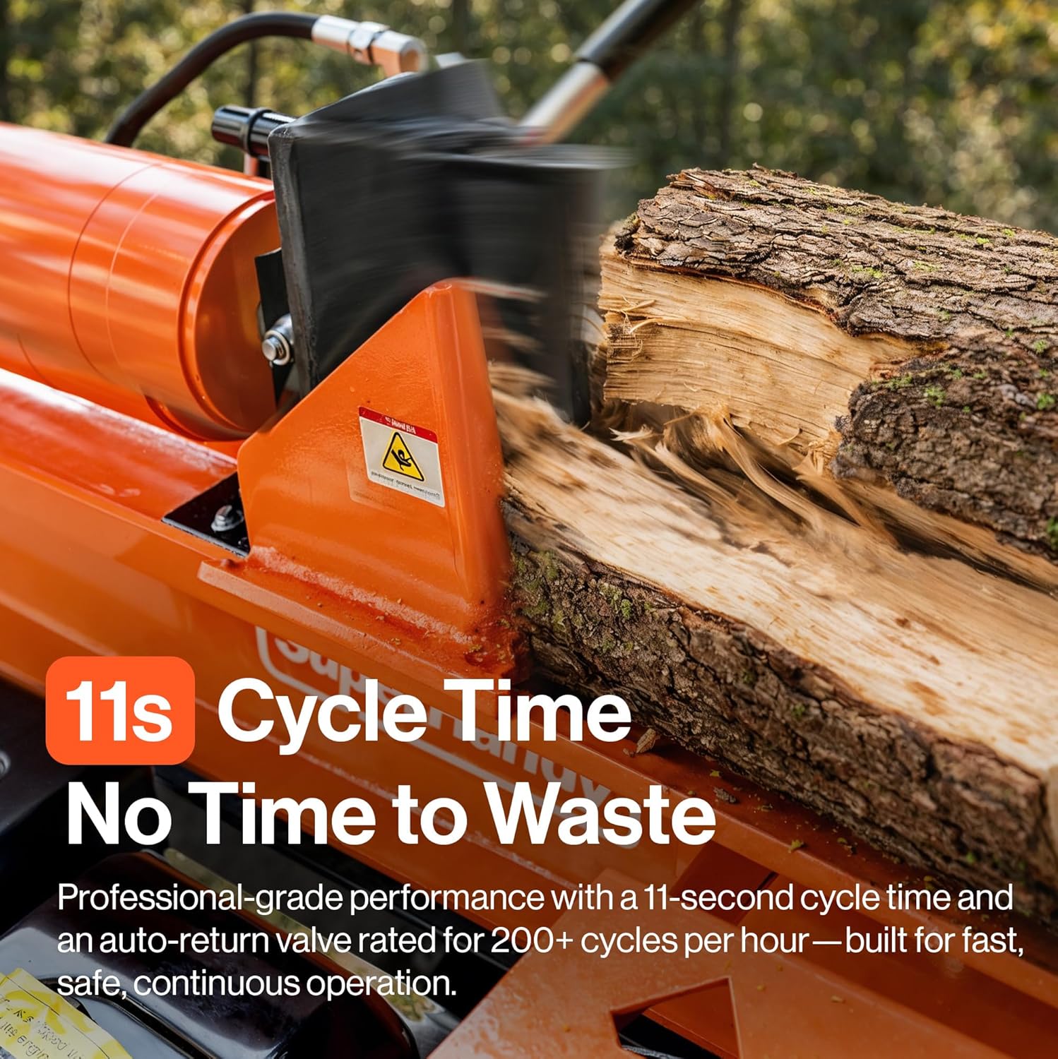 SuperHandy - Outdoor Tools & Mobility Superhandy 27Ton 223cc Gas Powered Full Beam Log Splitter w/Vertical/Horizontal Operation and Auto Return Valve, 24'' Diameter & 24'' Length Capacity, Towable with 2'' Ball Coupler